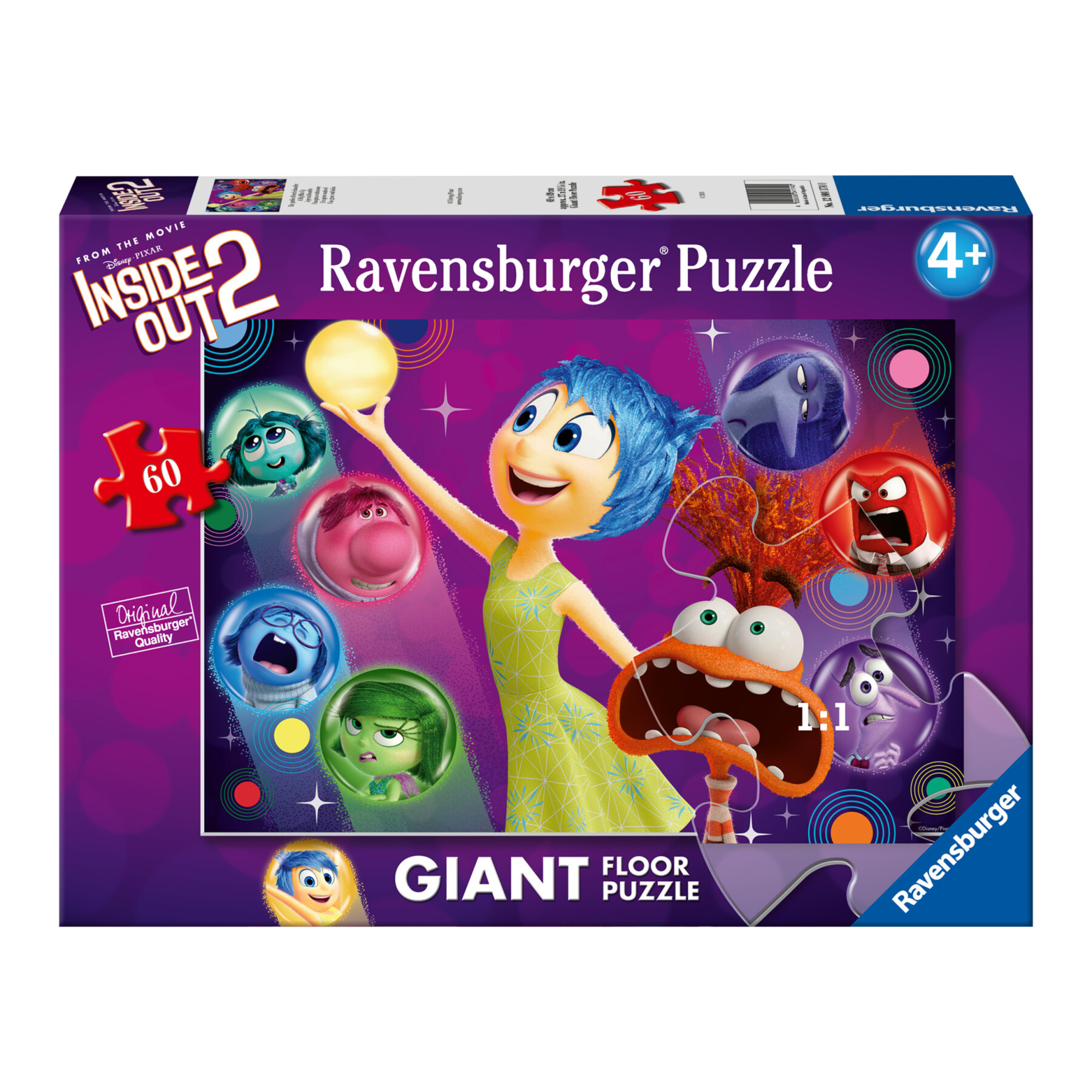 Puzzle inside out 2, una gran confusione, collezione 60 giant pavimento, 60 pezzi, età raccomandata  - ravensburger - INSIDE OUT