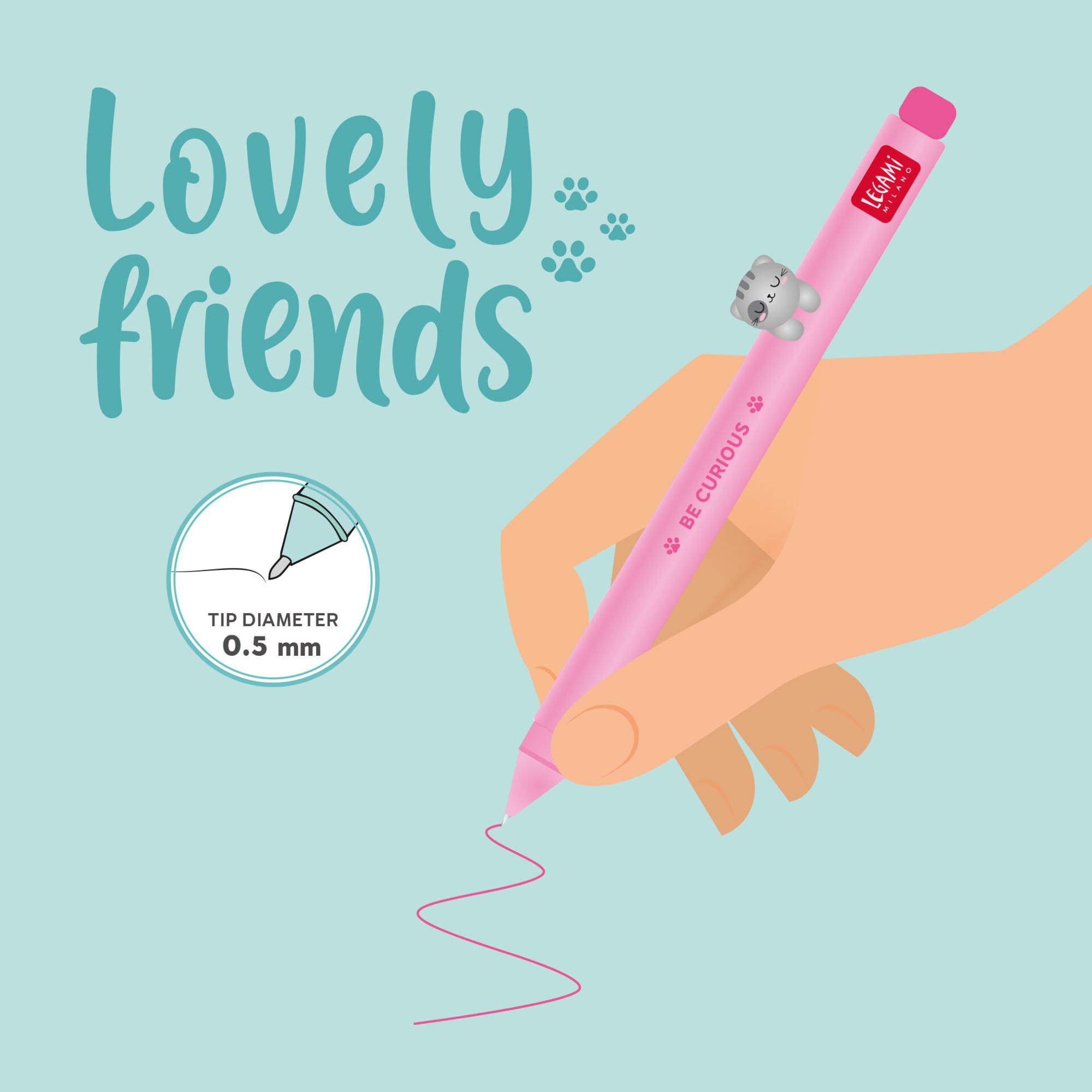 Penna gel gatto - lovely friends - extraordinary stationery - LEGAMI