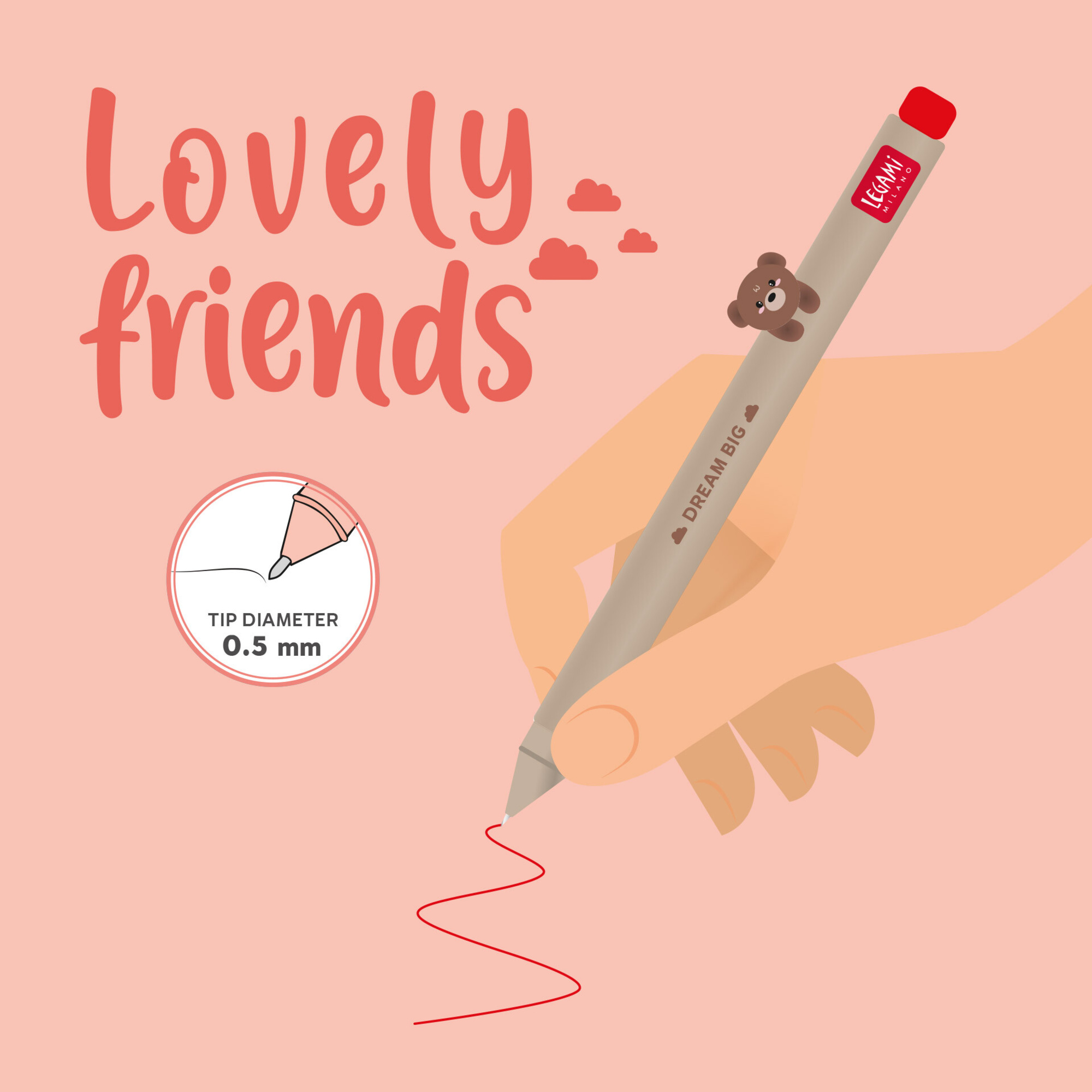 Penna gel orsetto - lovely friends - extraordinary stationery - LEGAMI