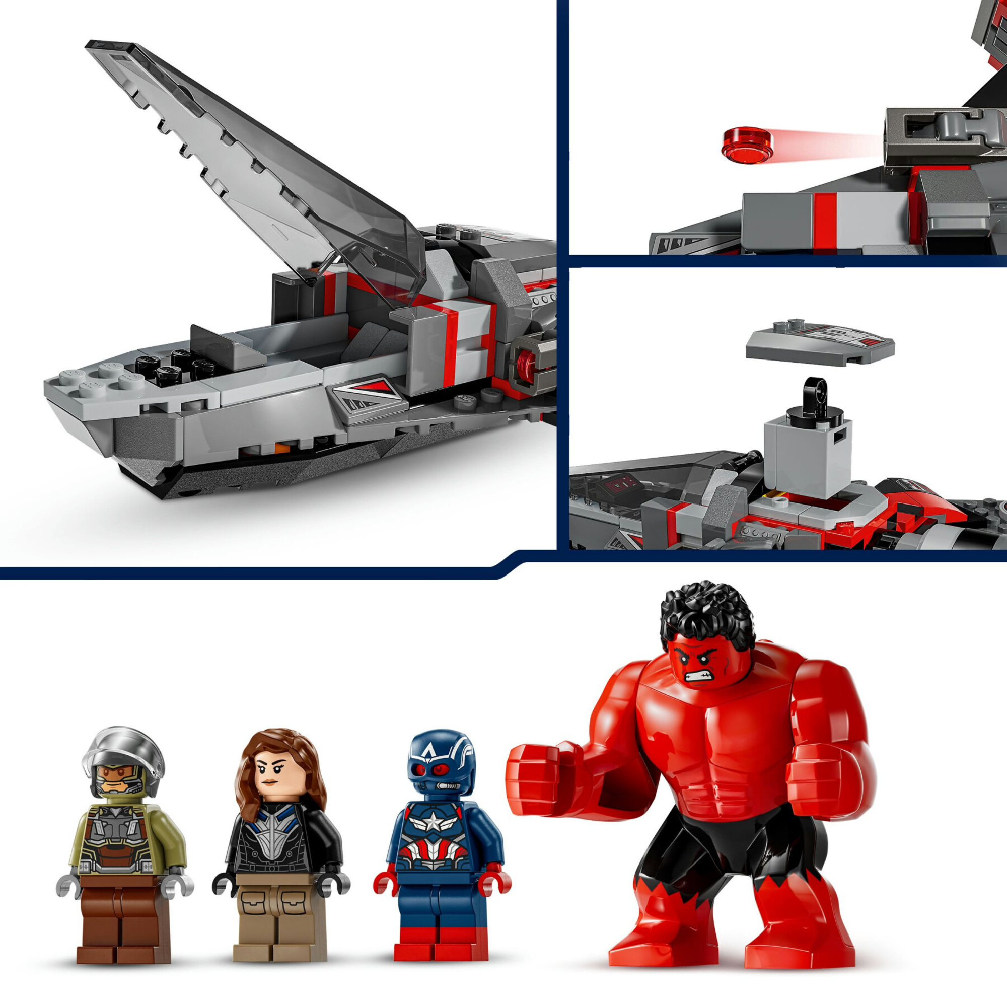 Lego marvel 76292 battaglia captain america vs. hulk rosso con aereo giocattolo e minifigure dei supereroi, giochi bambini 8+ - LEGO SUPER HEROES