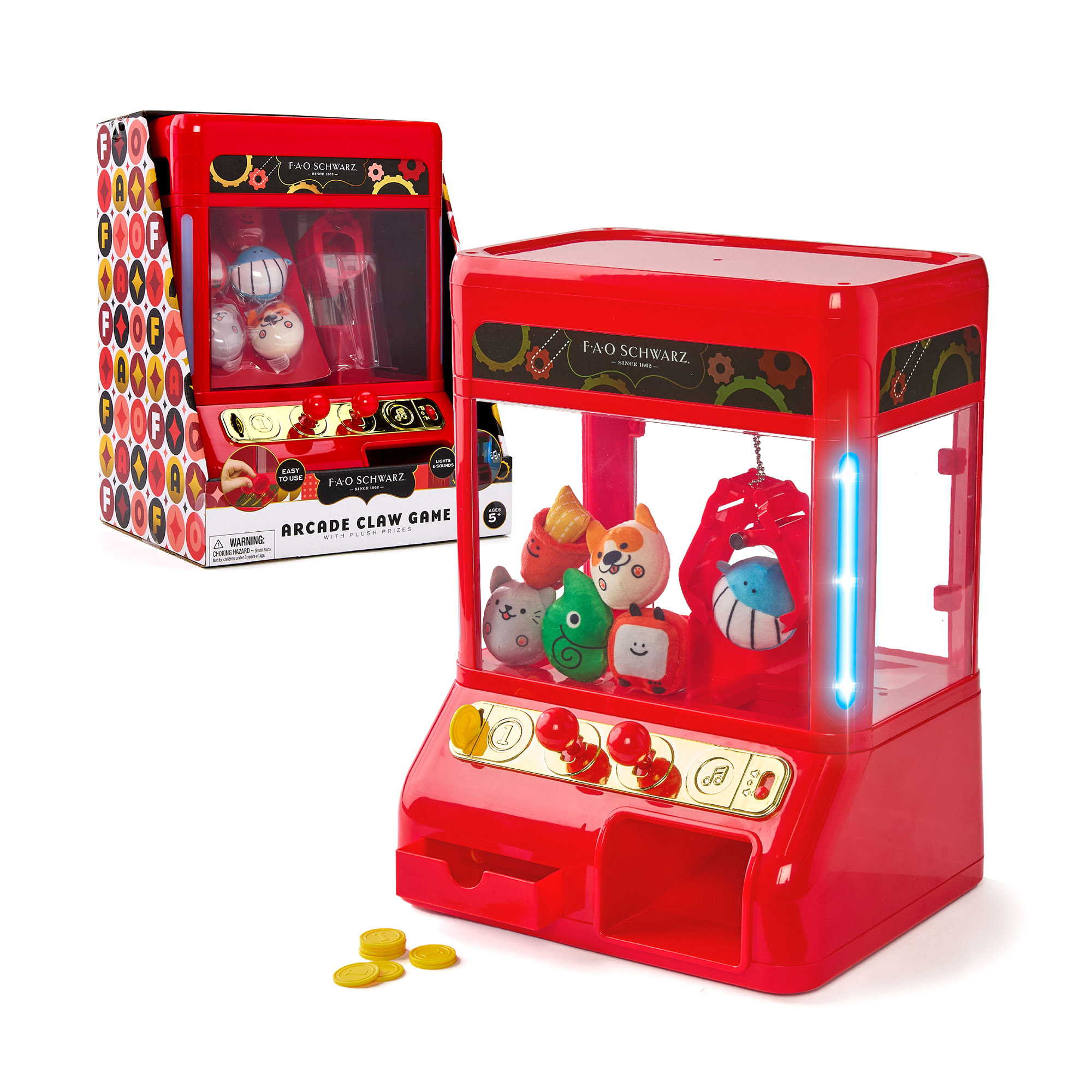 Gioco arcade claw con premi in peluche morbidi - FAO Schwarz