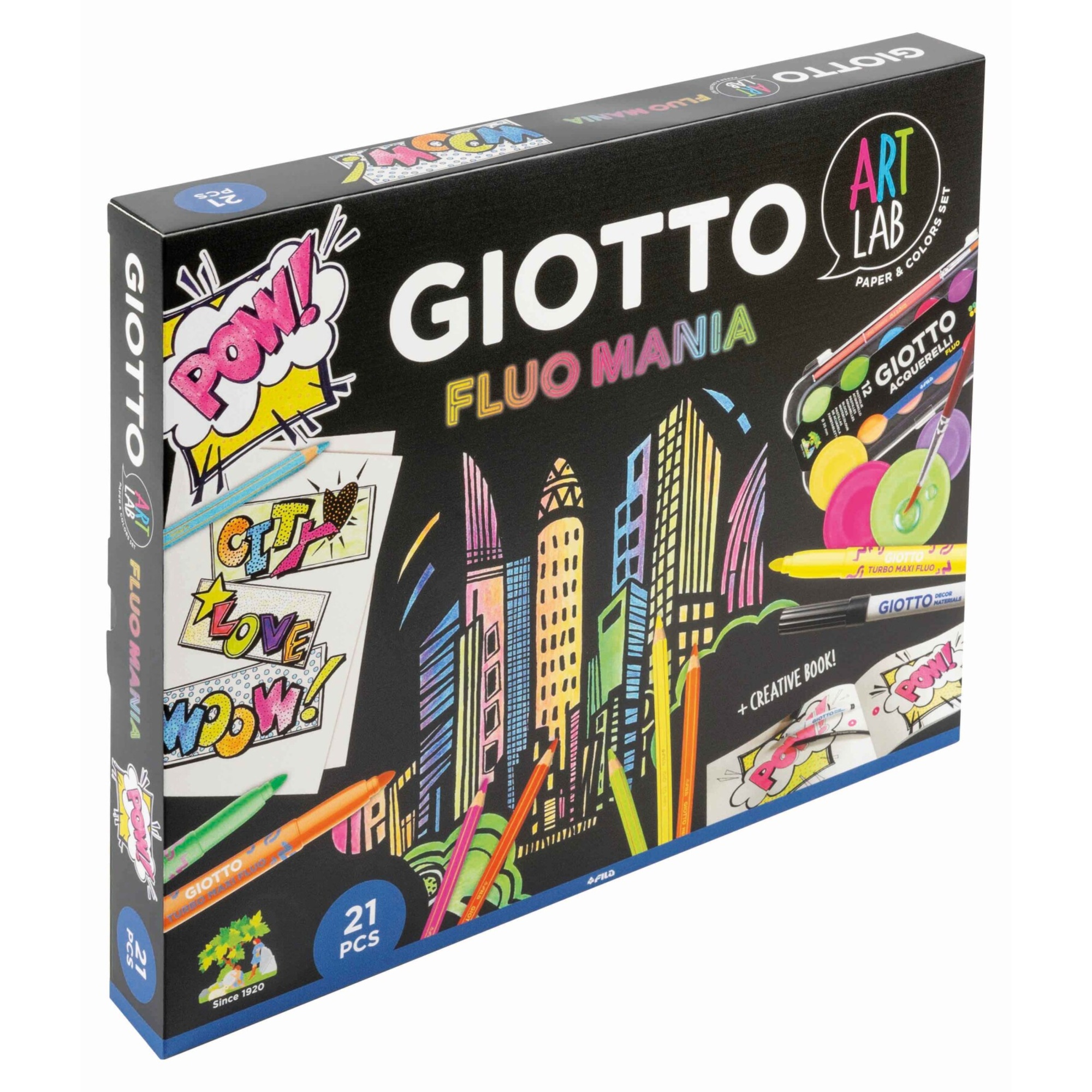 Giotto art lab fluo mania - kit creativo con colori fluo - GIOTTO