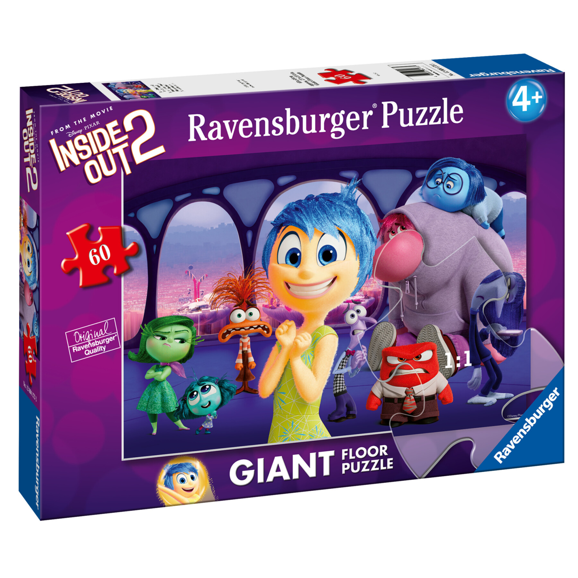 Puzzle inside out 2, nuove emozioni, collezione 60 giant pavimento, 60 pezzi, età raccomandata 4+ an - ravensburger - INSIDE OUT