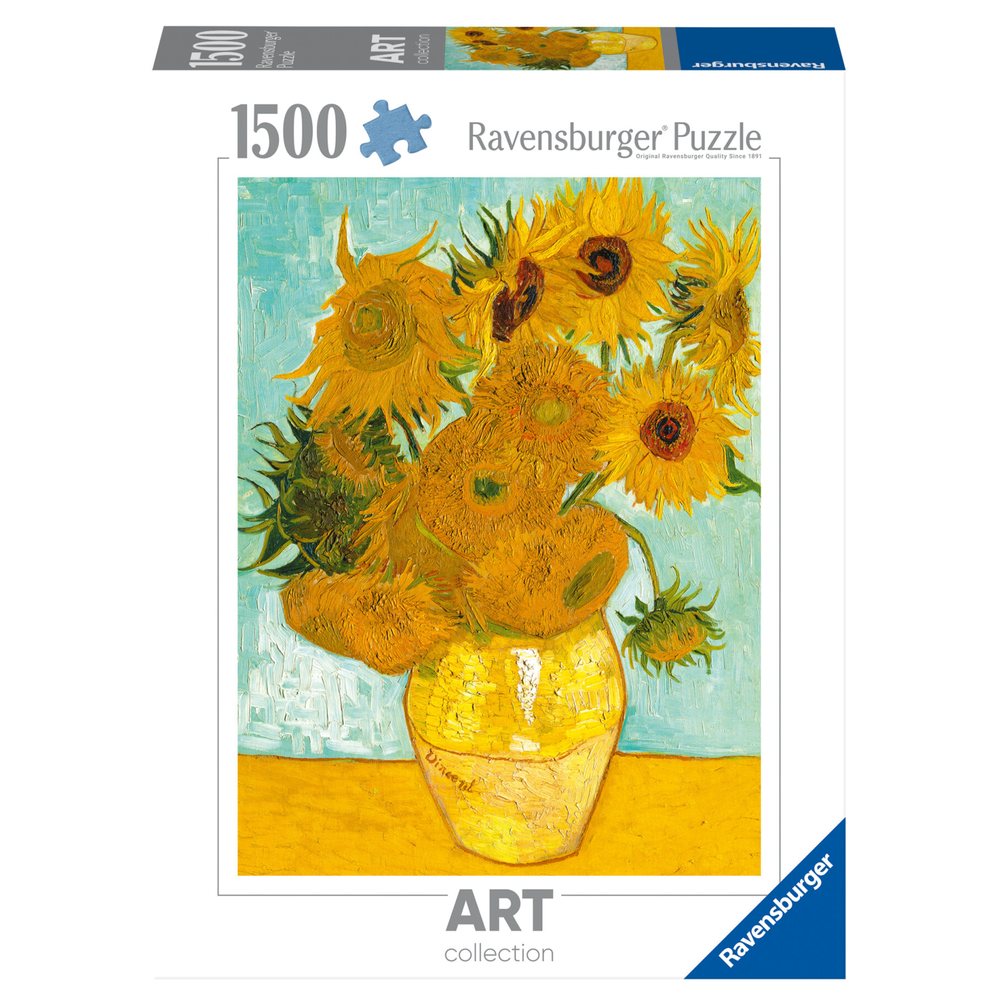 Puzzle van gogh: vaso di girasoli, art collection, 1500 pezzi, puzzle adulti - ravensburger - RAVENSBURGER