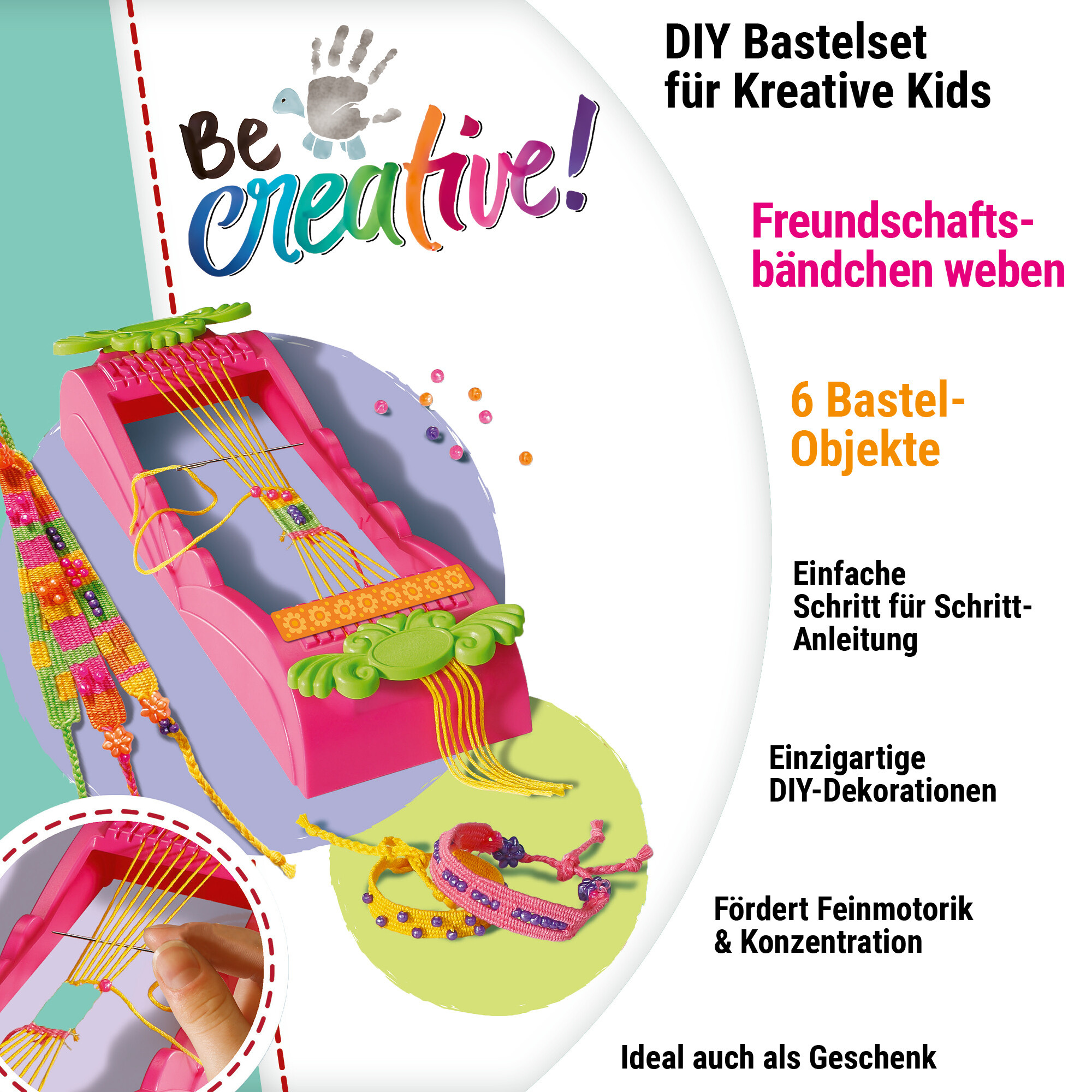 Be creative midi: telaio braccialetti dell'amicizia, gioco creativo per bricolage e fai-da-te - ravensburger - BE CREATIVE