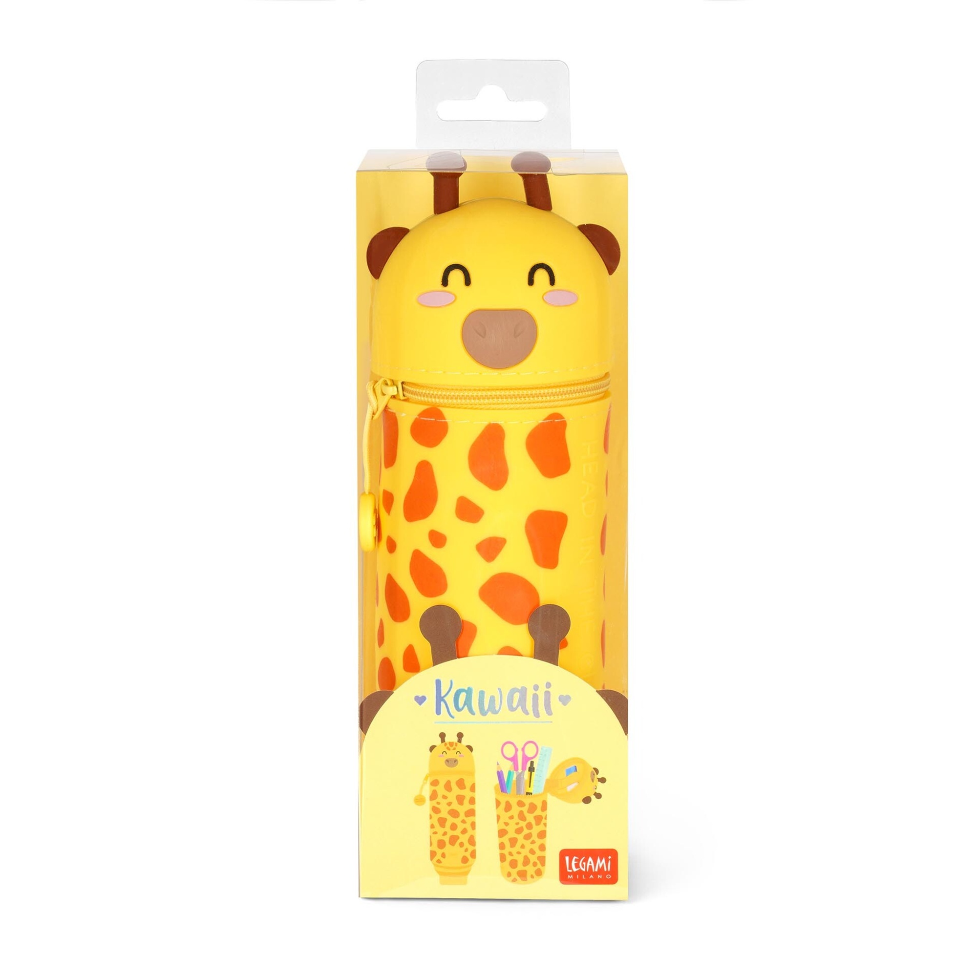 Astuccio giraffa 2 in 1 in morbido silicone - kawaii - extraordinary stationery - LEGAMI
