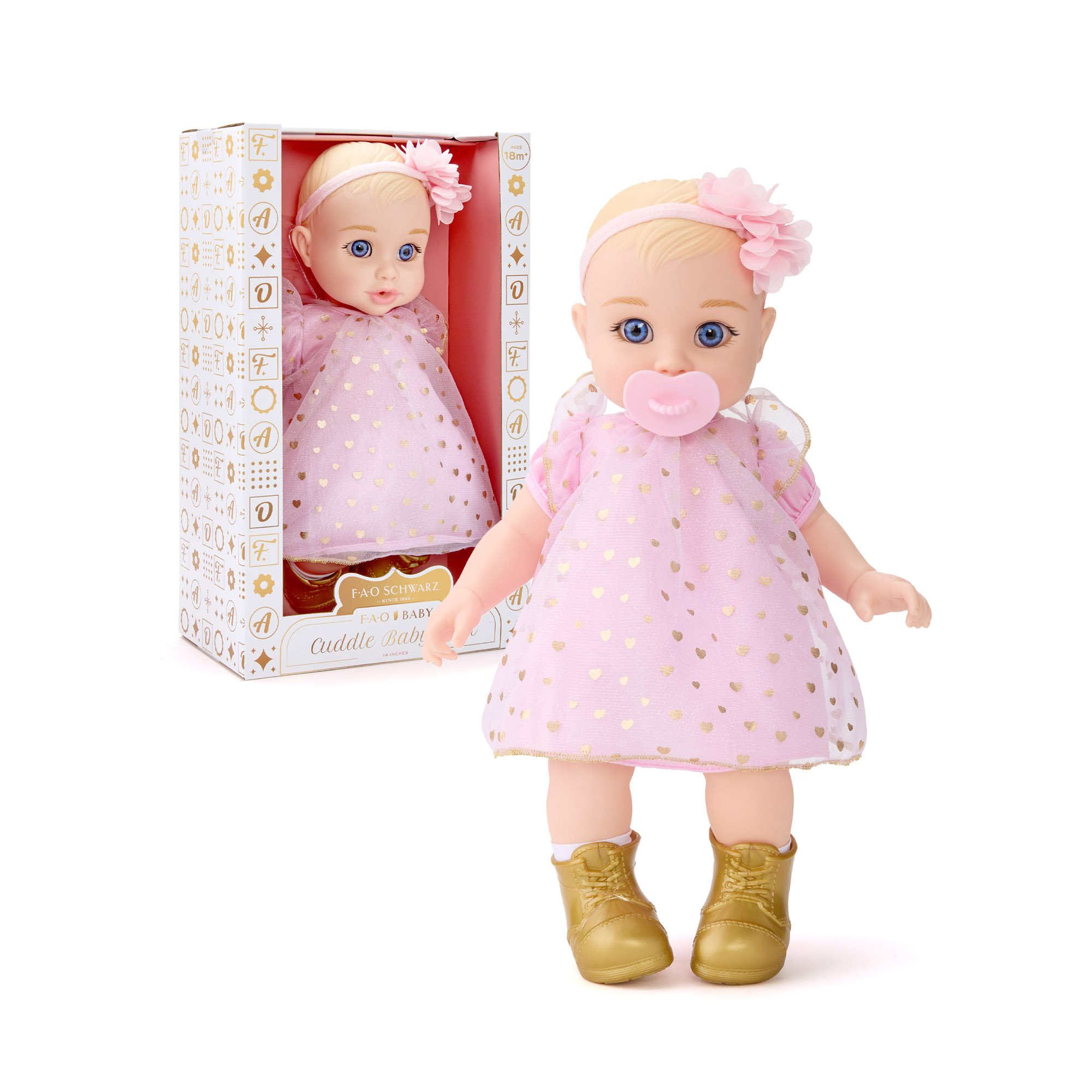 Bambola cuddle baby doll da 35 cm con capelli biondi - FAO Schwarz