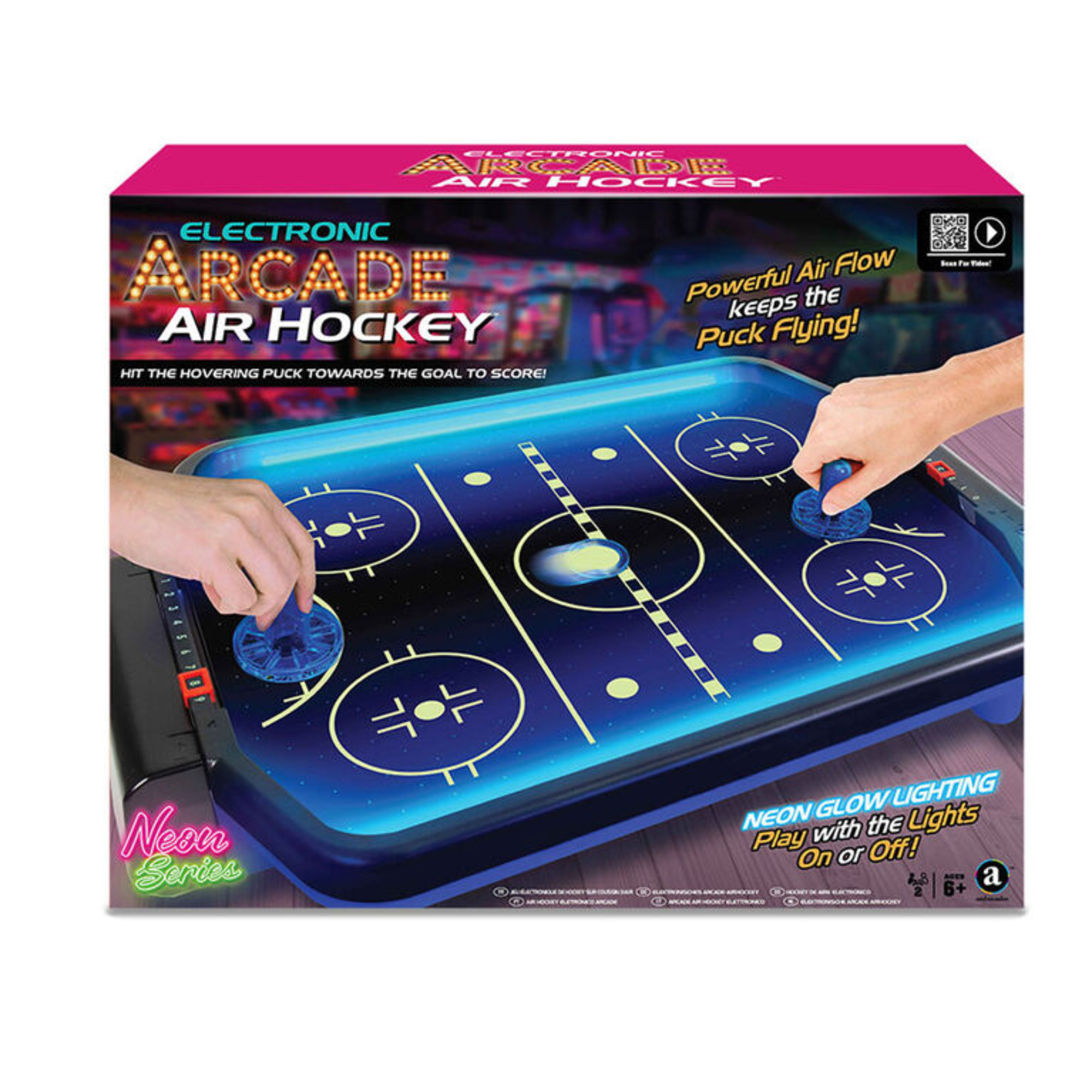 Electronic arcade air hockey con effetti neon – divertimento da sala giochi per 2 giocatori - NO BRAND