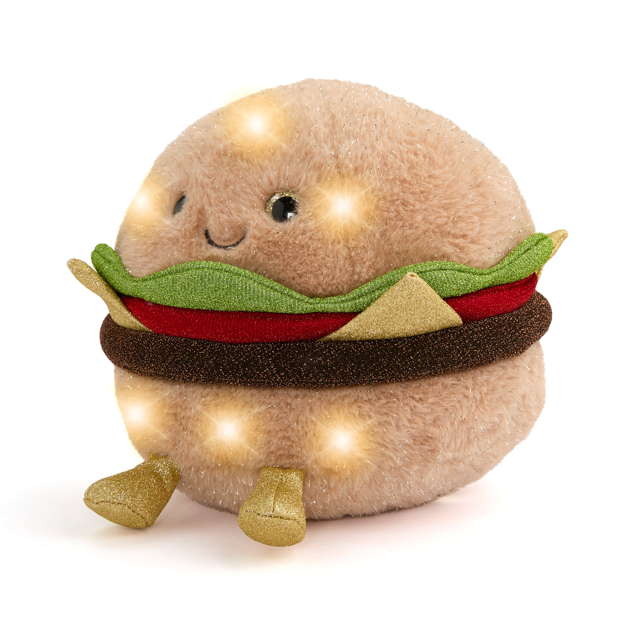 Peluche hamburger glow brights con luci e audio, 28 cm - FAO Schwarz