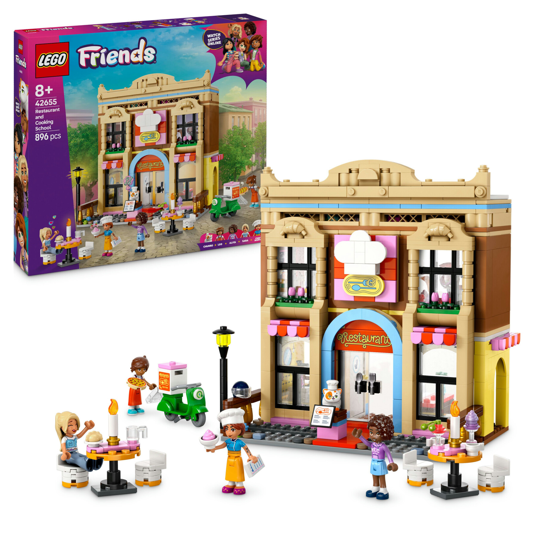 Lego friends 42655 ristorante e scuola di cucina, giochi creativi per le abilità sociali per bambine 8+, regalo di compleanno - LEGO FRIENDS