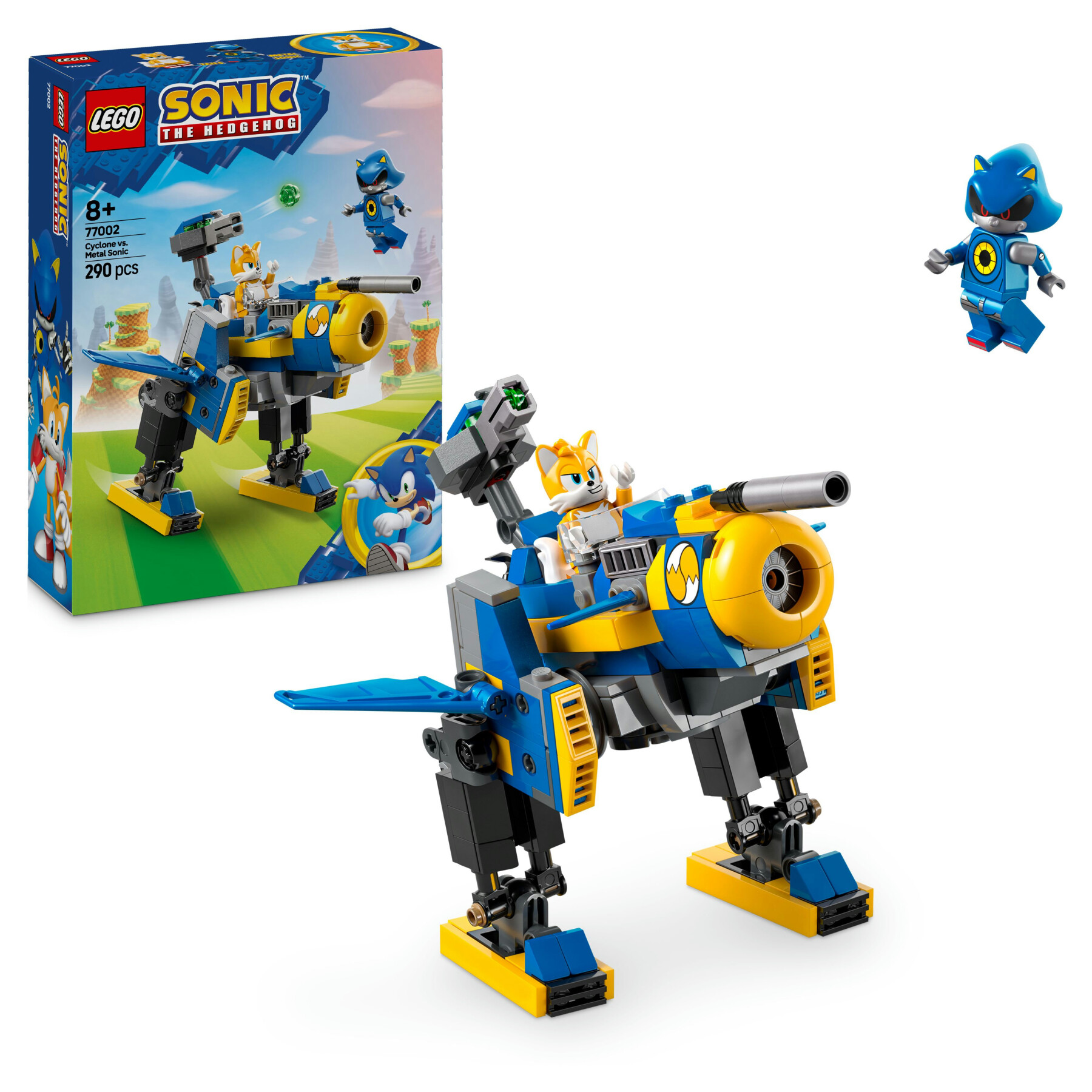 Lego sonic 77002 cyclone vs. metal sonic, giochi d'azione per bambini 8+ con mech robot giocattolo trasformabile e personaggio - Lego