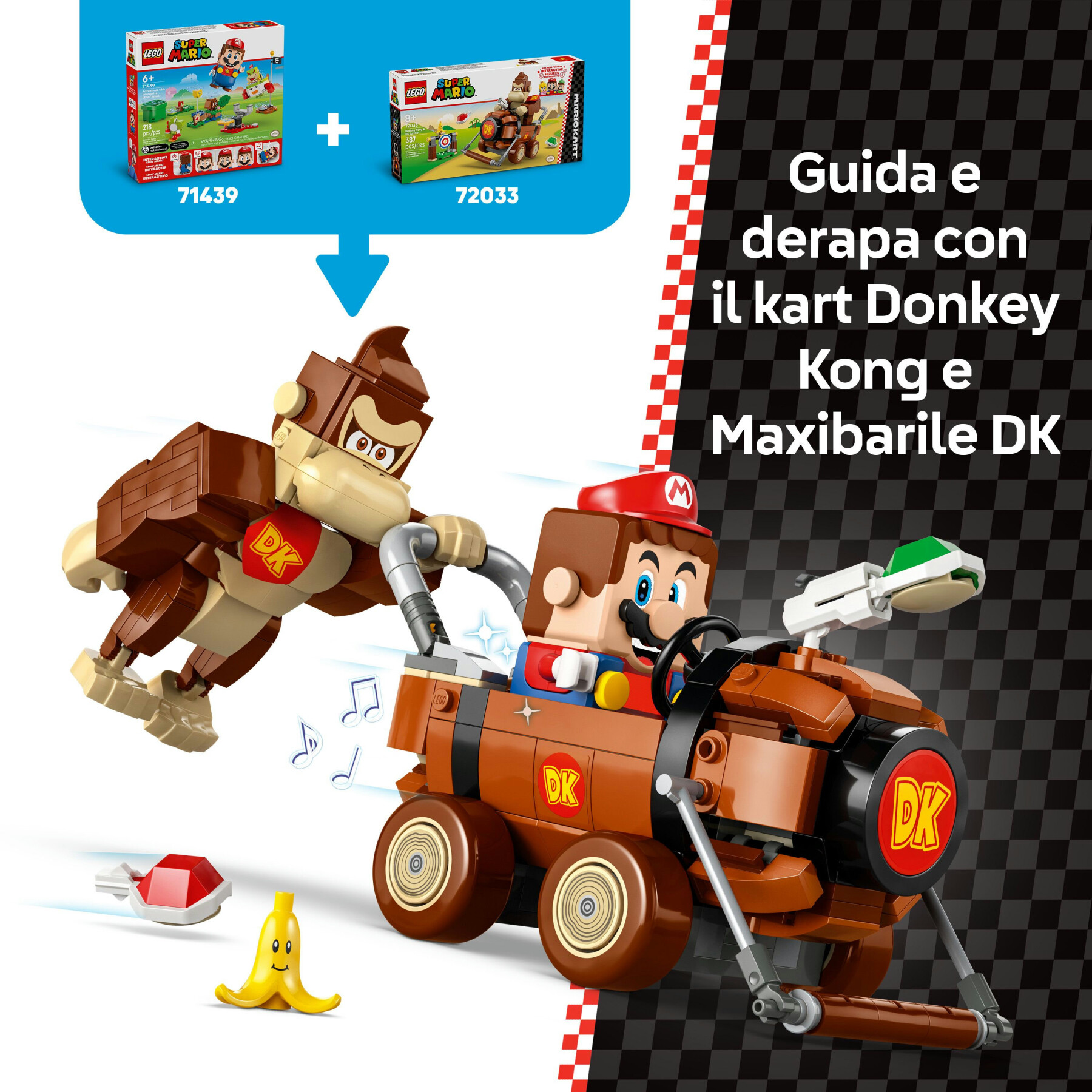 Lego super mario 72033 mario kart: donkey kong e maxibarile dk, auto da costruire con personaggio nintendo, giochi bambini 8+ - LEGO® Super Mario™