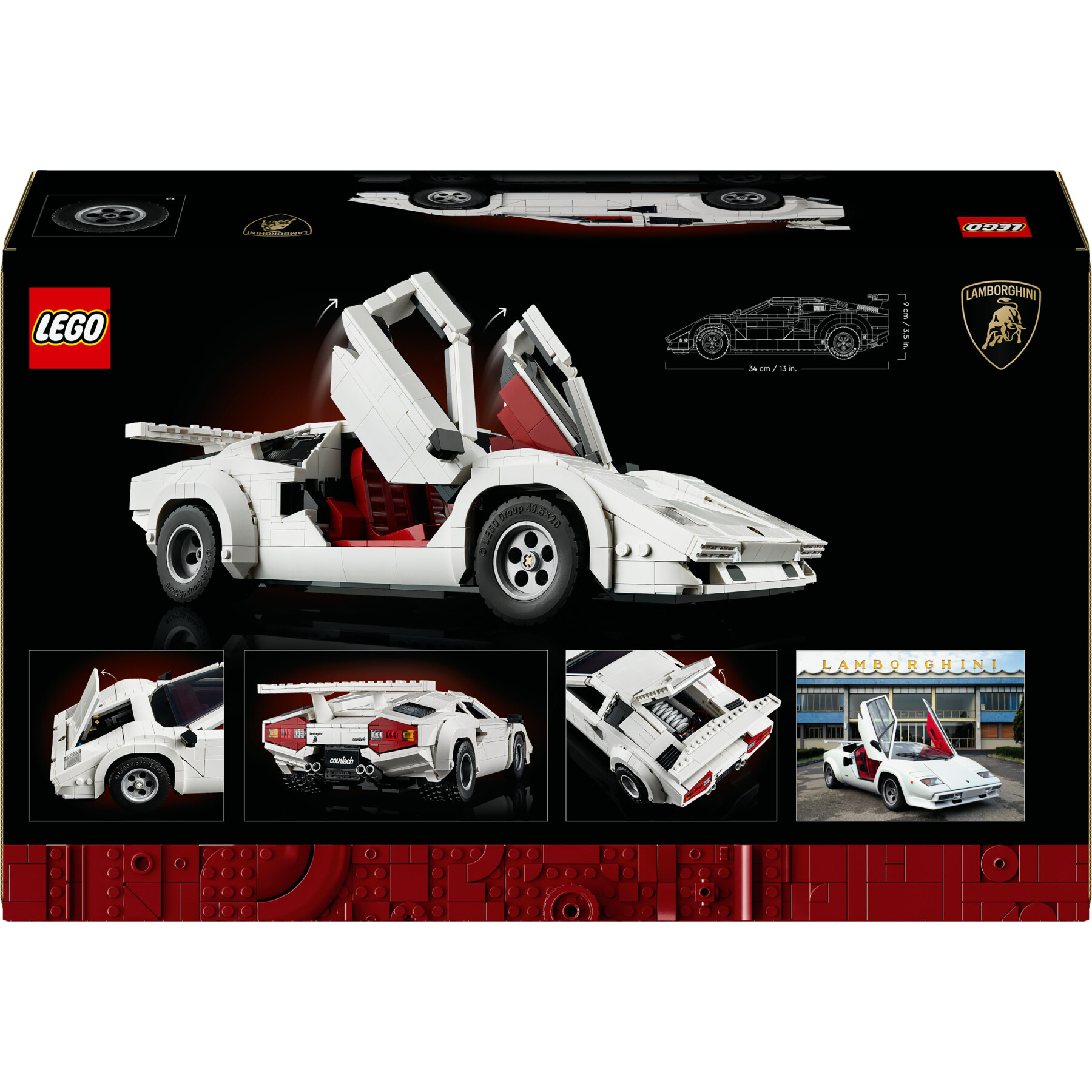 Lego  icons 10337 lamborghini countach 5000 quattrovalvole, modellino di auto per adulti, regalo uomo o donna da collezione - LEGO ICONS