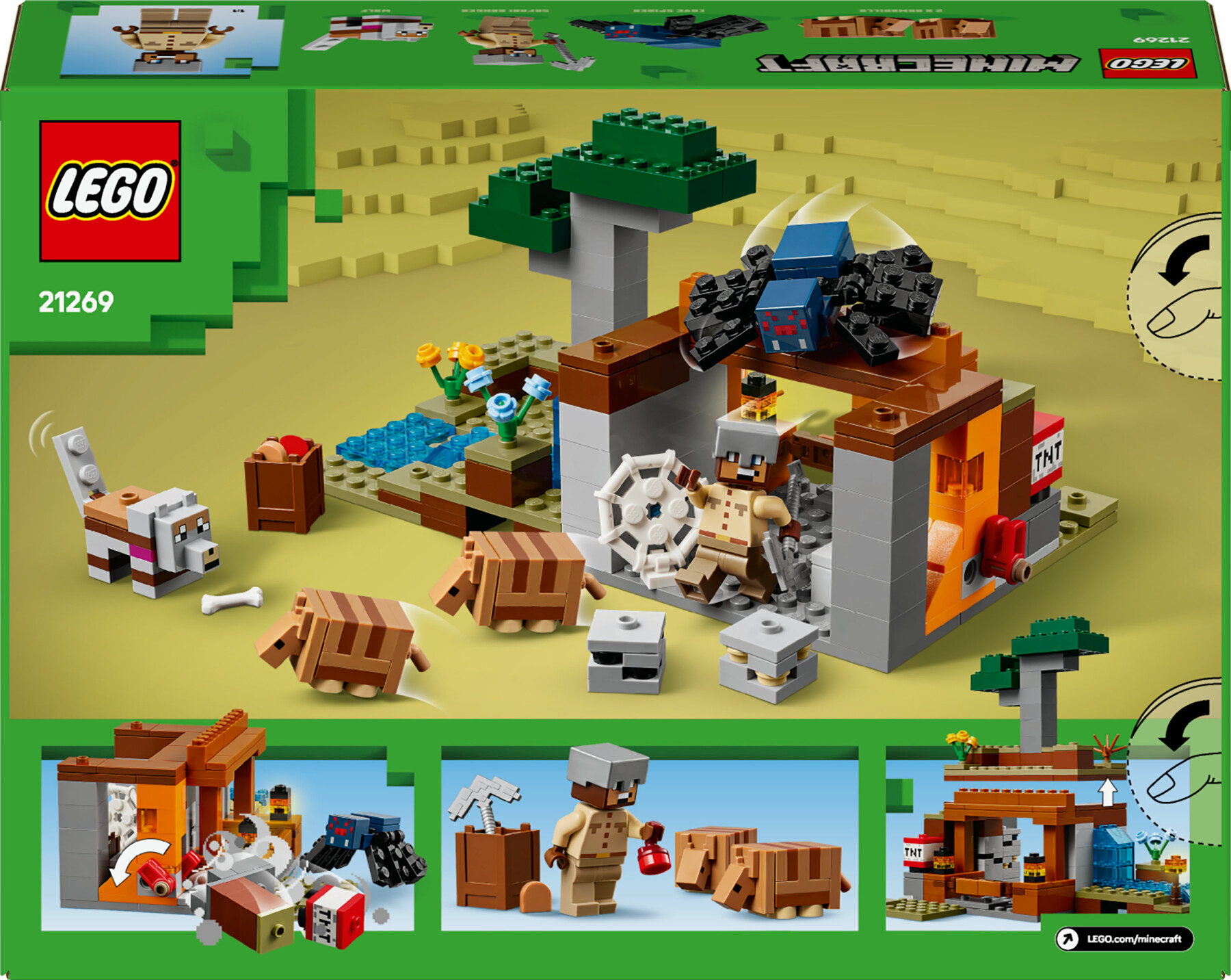 Lego minecraft 21269 spedizione nella miniera dell’armadillo, gioco per bambini 8+ con personaggi, armi giocattolo e funzioni - MINECRAFT