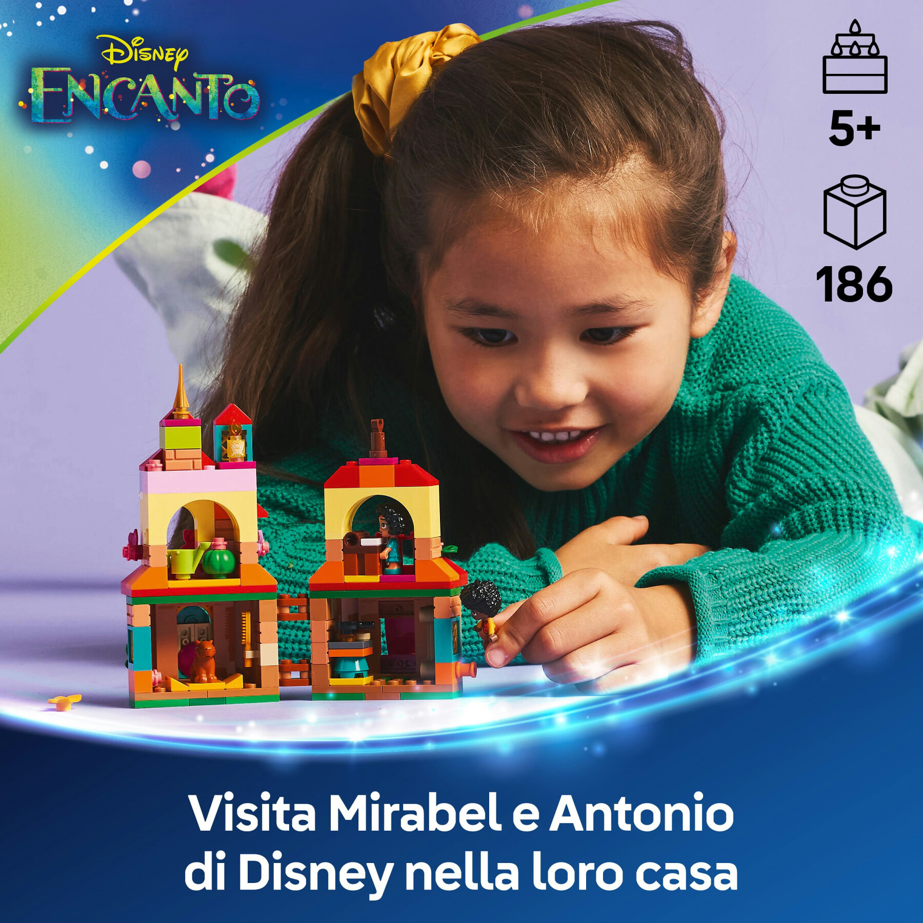 Lego  disney 43261 mini-casa encanto, casa delle bambole giocattolo con 3 personaggi, giochi di fantasia per bambine 5+ - Lego