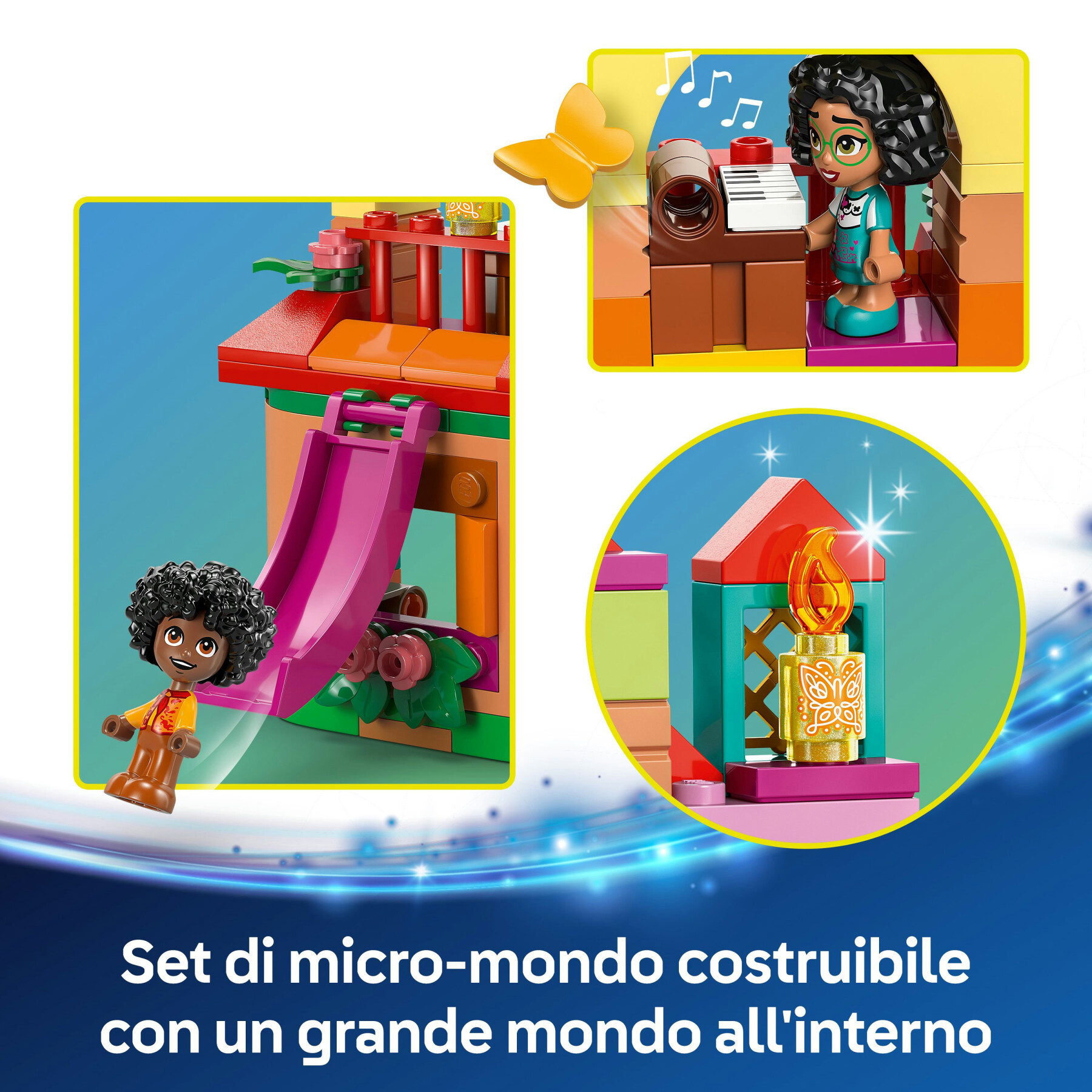 Lego  disney 43261 mini-casa encanto, casa delle bambole giocattolo con 3 personaggi, giochi di fantasia per bambine 5+ - Lego