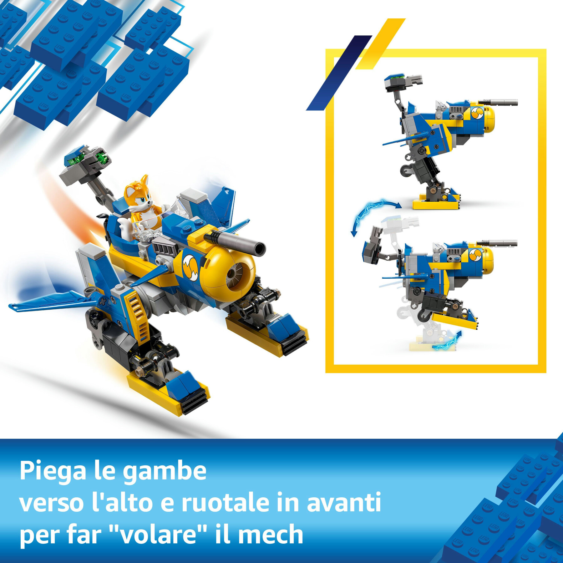 Lego sonic 77002 cyclone vs. metal sonic, giochi d'azione per bambini 8+ con mech robot giocattolo trasformabile e personaggio - Lego