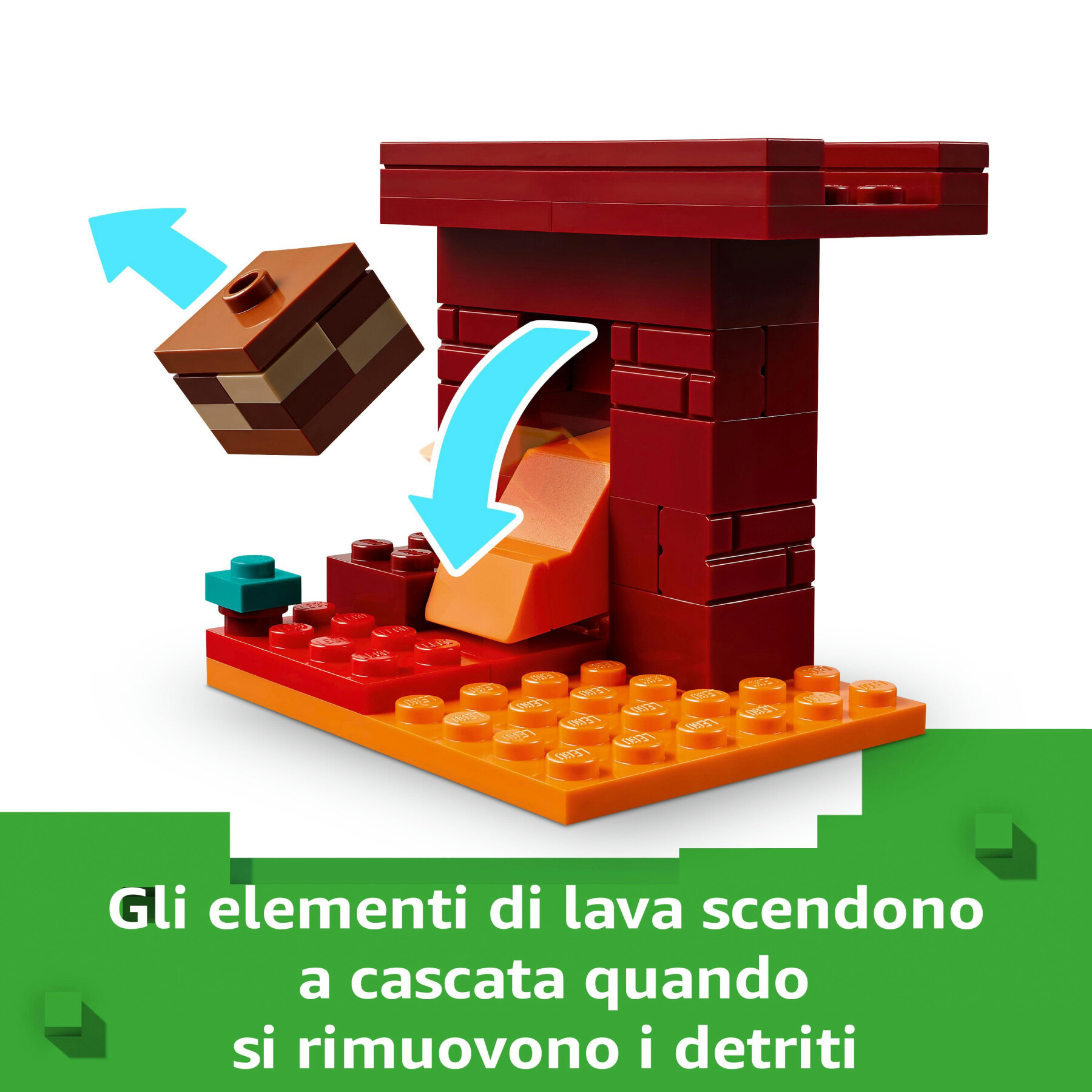 Lego minecraft 21266 battaglia sul ponte del nether, gioco d'avventura bambini 6+ con funzioni e 4 personaggi dal videogioco - MINECRAFT