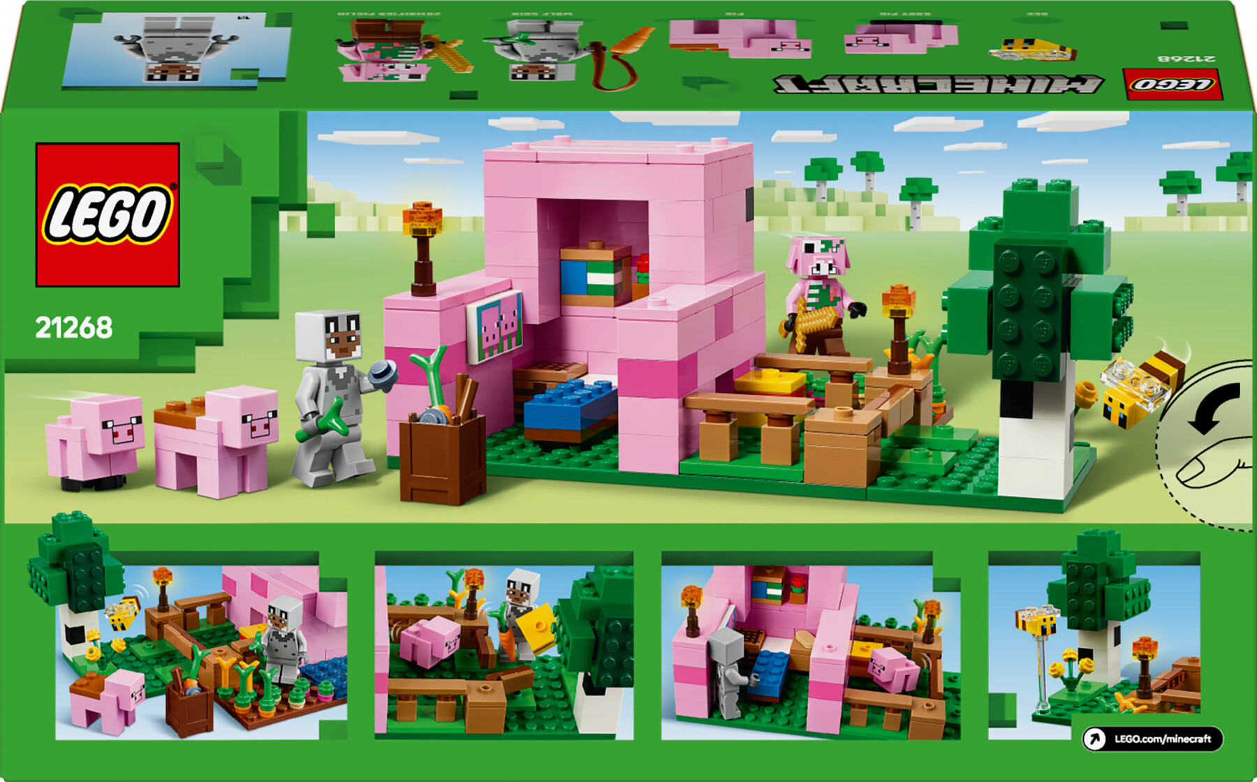 Lego minecraft 21268 la casa del maialino, gioco di ruolo bambini 7+ con personaggi, animali giocattolo e fattoria da costruire - MINECRAFT