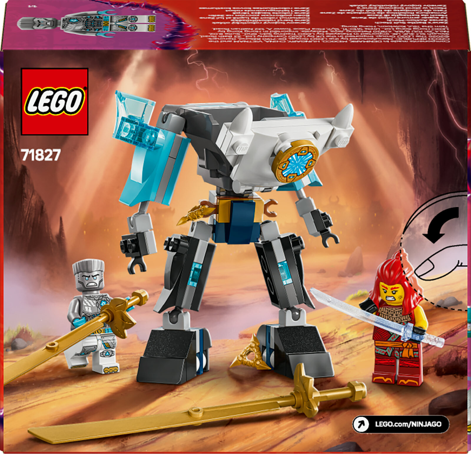 Lego ninjago 71827 mech da battaglia di zane - figura giocattolo ninja snodabile con 3 minifigure e armi, giochi bambini 6+ - LEGO NINJAGO