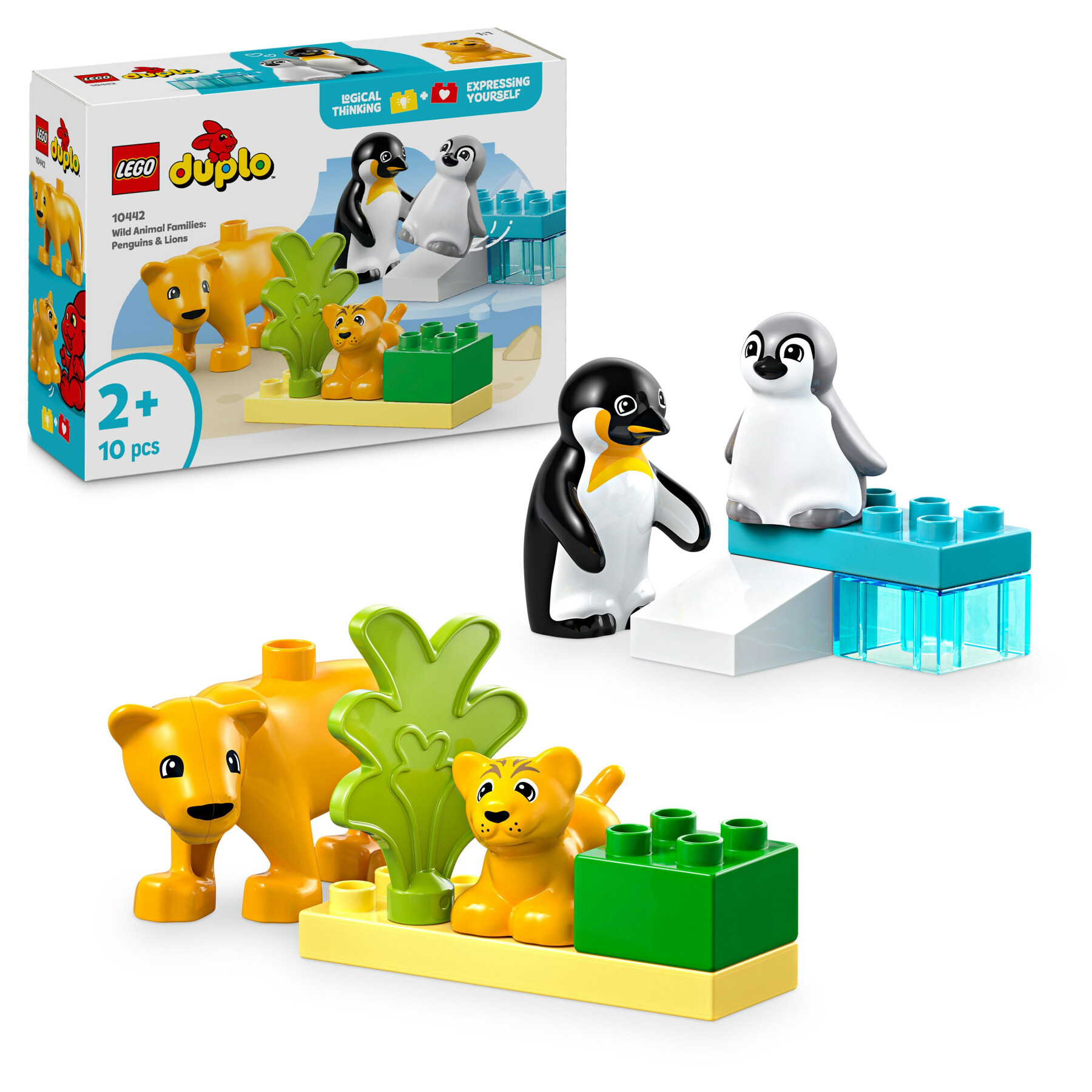 Lego duplo 10442 famiglie di animali: pinguini e leoni, giochi di fantasia educativi per bambini 2+, giocattolo creativo - LEGO DUPLO