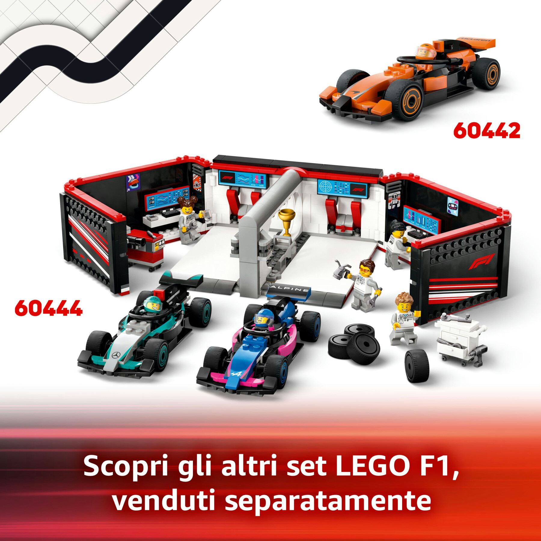 Lego city 60443 pit stop e meccanici con monoposto ferrari f1 - officina, macchina giocattolo e accessori, giochi bambini 6+ - LEGO CITY