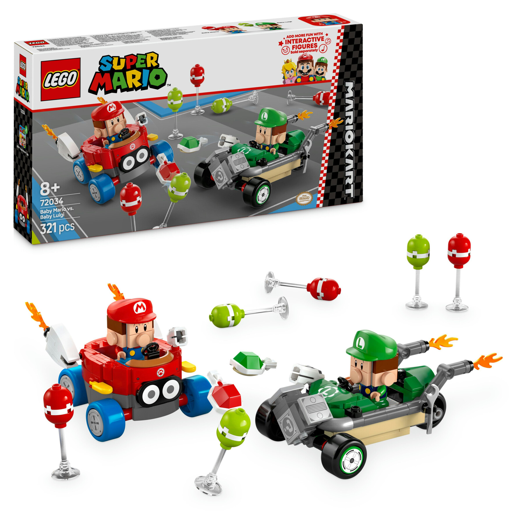 Lego super mario 72034 mario kart : baby mario vs baby luigi, 2 auto da corsa da costruire con personaggi, giochi bambini 8+ - LEGO® Super Mario™