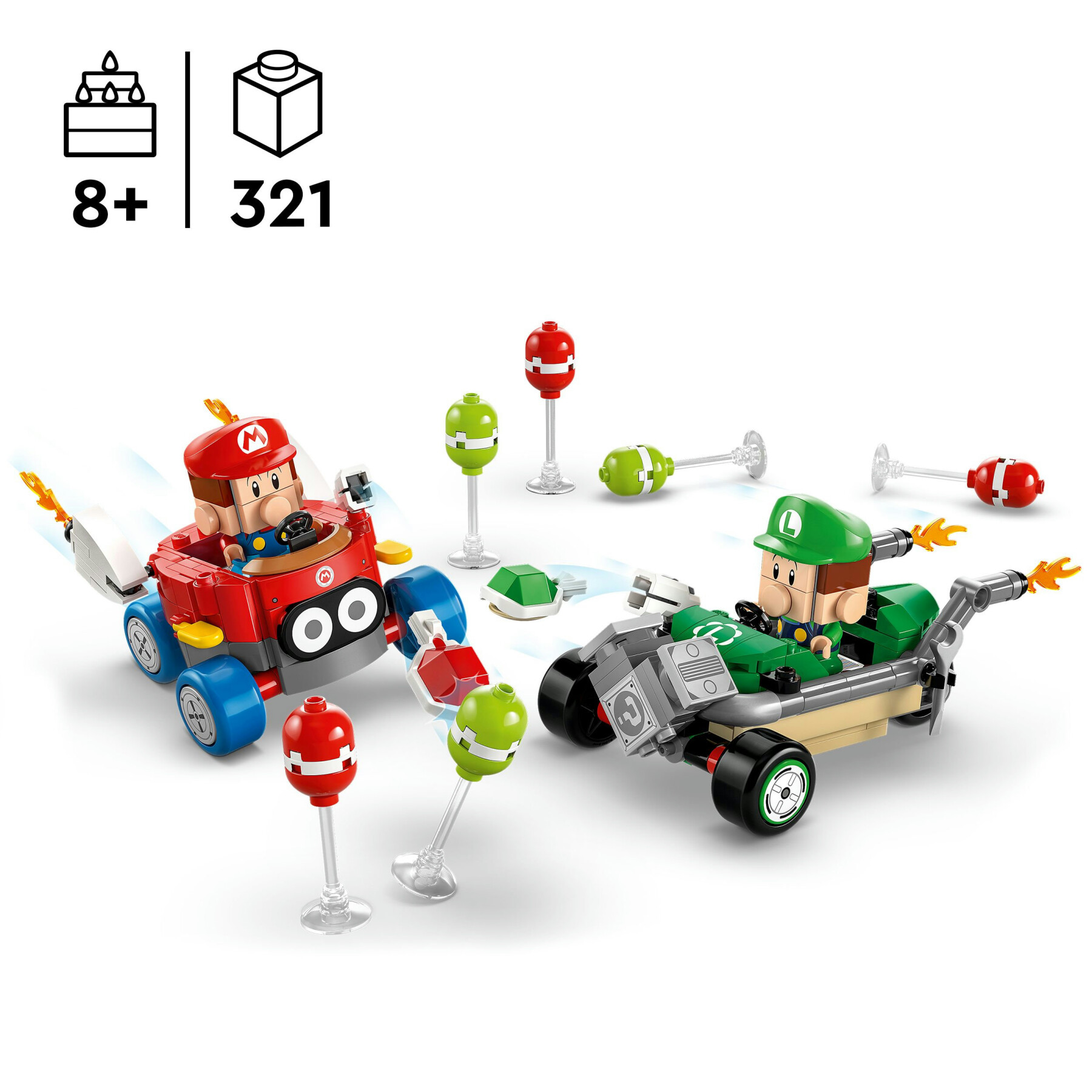 Lego super mario 72034 mario kart : baby mario vs baby luigi, 2 auto da corsa da costruire con personaggi, giochi bambini 8+ - LEGO® Super Mario™
