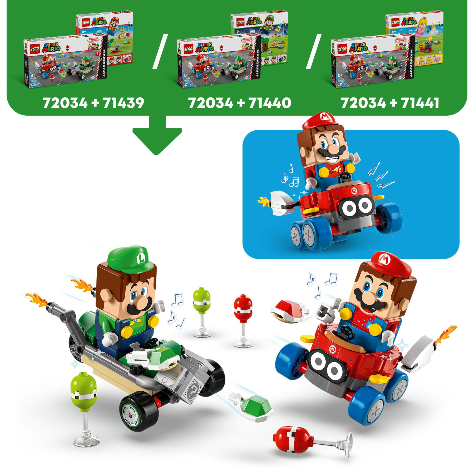 Lego super mario 72034 mario kart : baby mario vs baby luigi, 2 auto da corsa da costruire con personaggi, giochi bambini 8+ - LEGO® Super Mario™