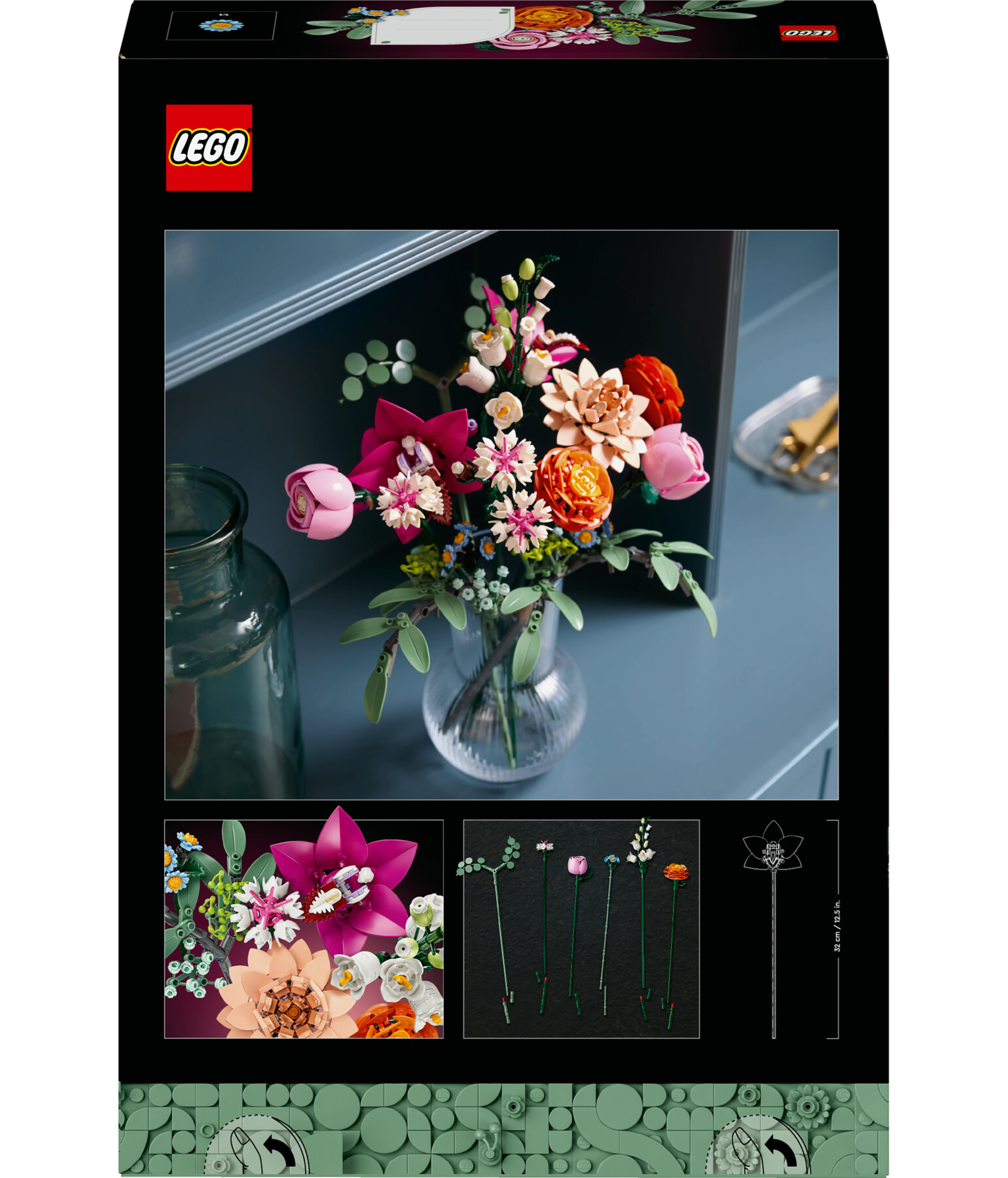 Lego botanicals 10342 bouquet di fiori rosa, kit modellismo adulti, decorazioni casa con piante finte, idea regalo donna o uomo - LEGO ICONS