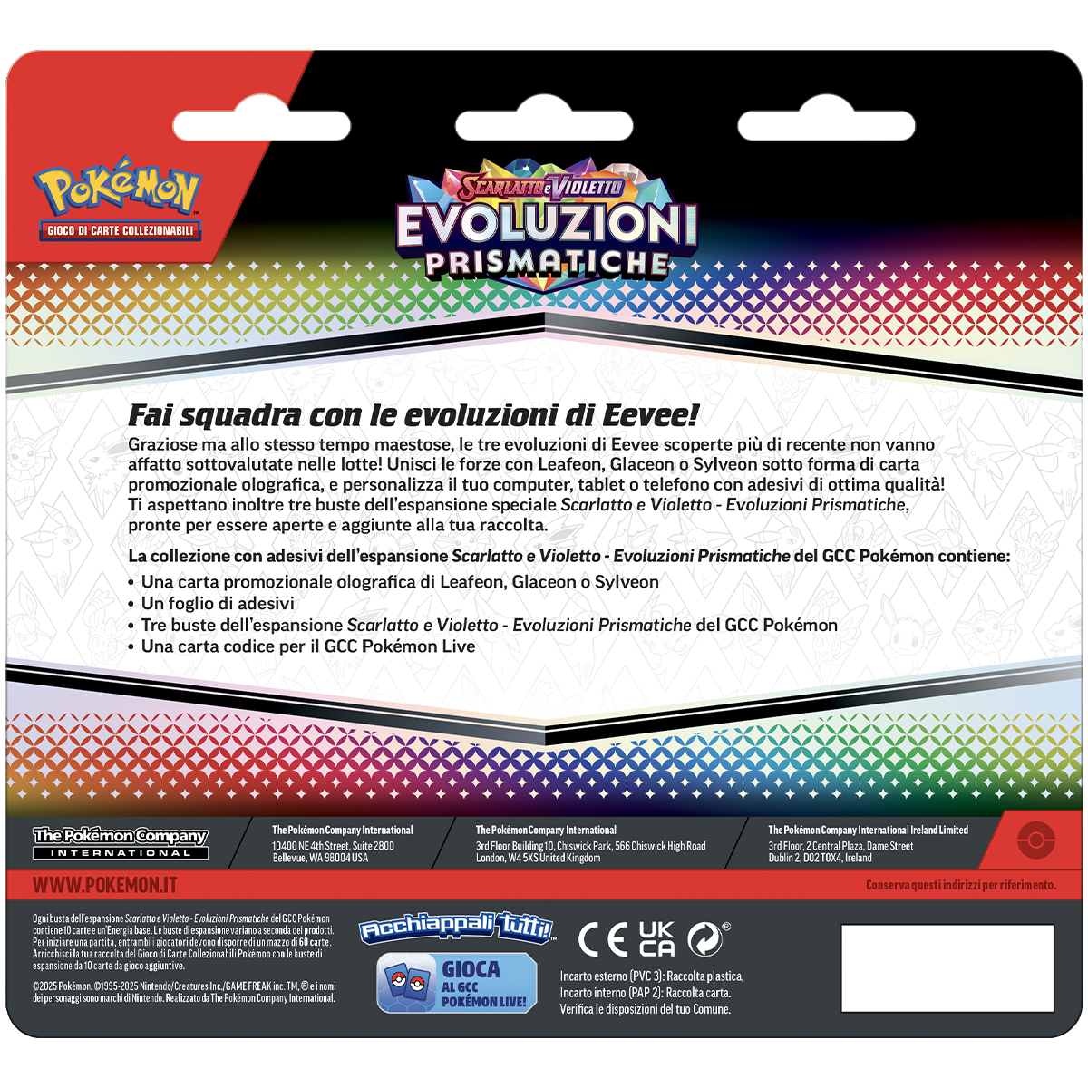 Collezione assortita con adesivi dell’espansione  scarlatto e violetto - evoluzioni prismatiche - POKEMON