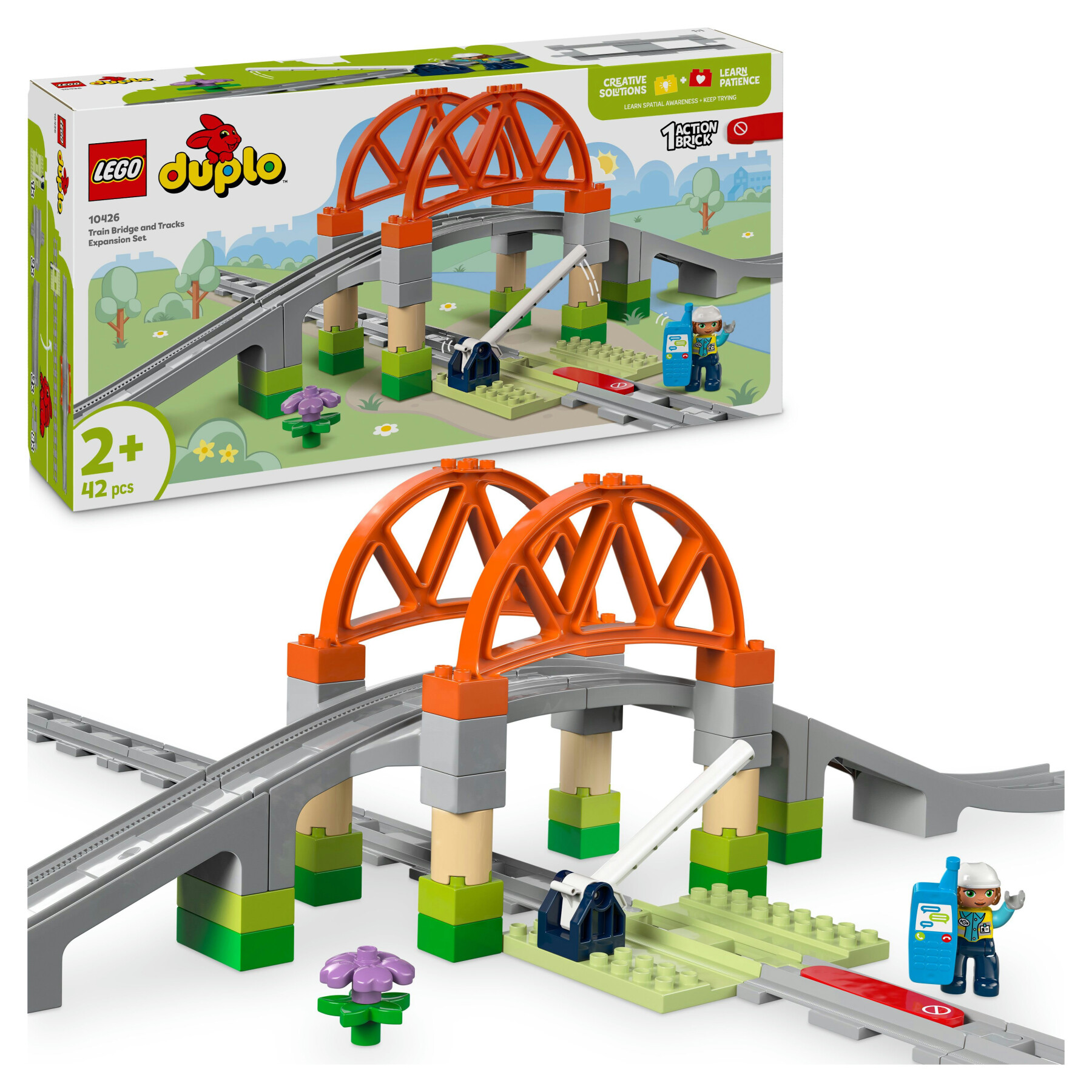 Lego duplo 10426 pack di espansione ponte e binari ferroviari, giochi didattici per bambini 2+, elementi per treno giocattolo - LEGO DUPLO