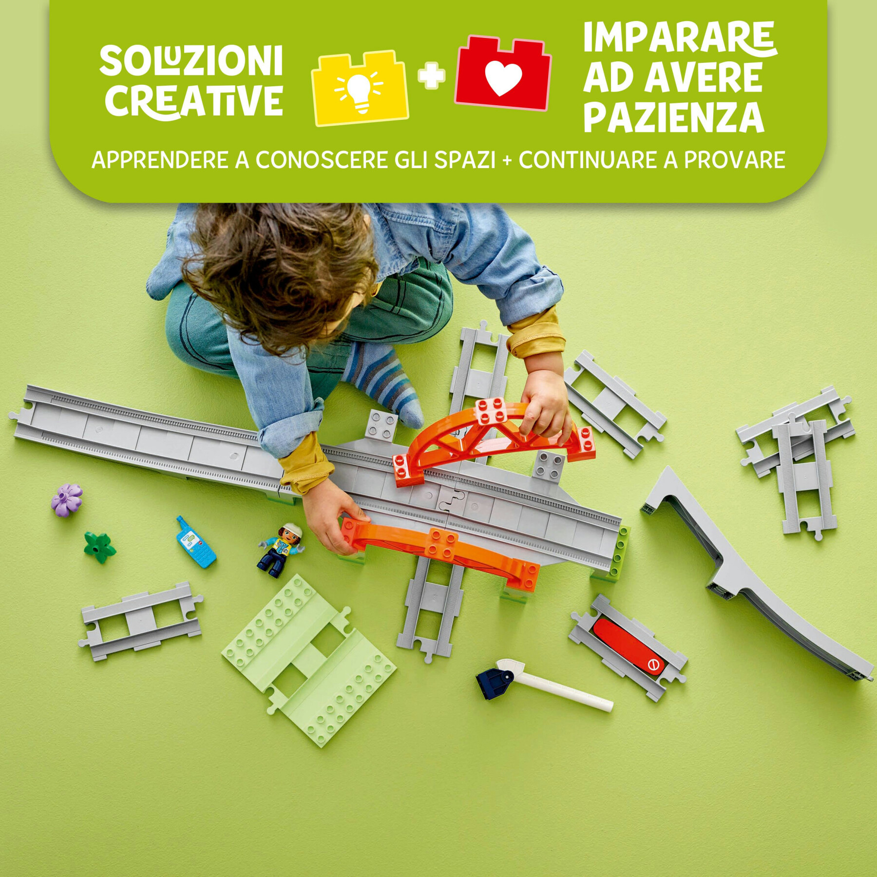 Lego duplo 10426 pack di espansione ponte e binari ferroviari, giochi didattici per bambini 2+, elementi per treno giocattolo - LEGO DUPLO