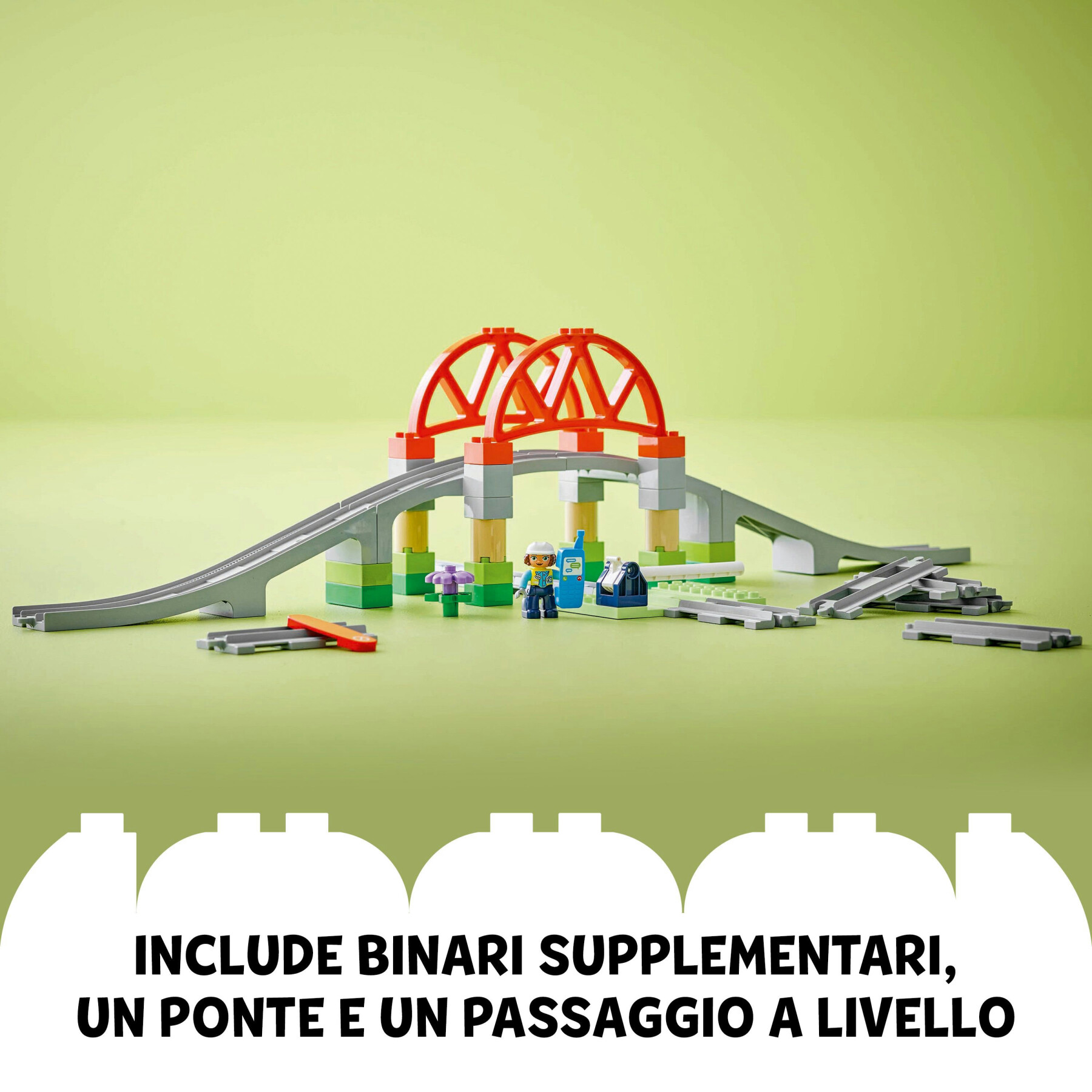 Lego duplo 10426 pack di espansione ponte e binari ferroviari, giochi didattici per bambini 2+, elementi per treno giocattolo - LEGO DUPLO