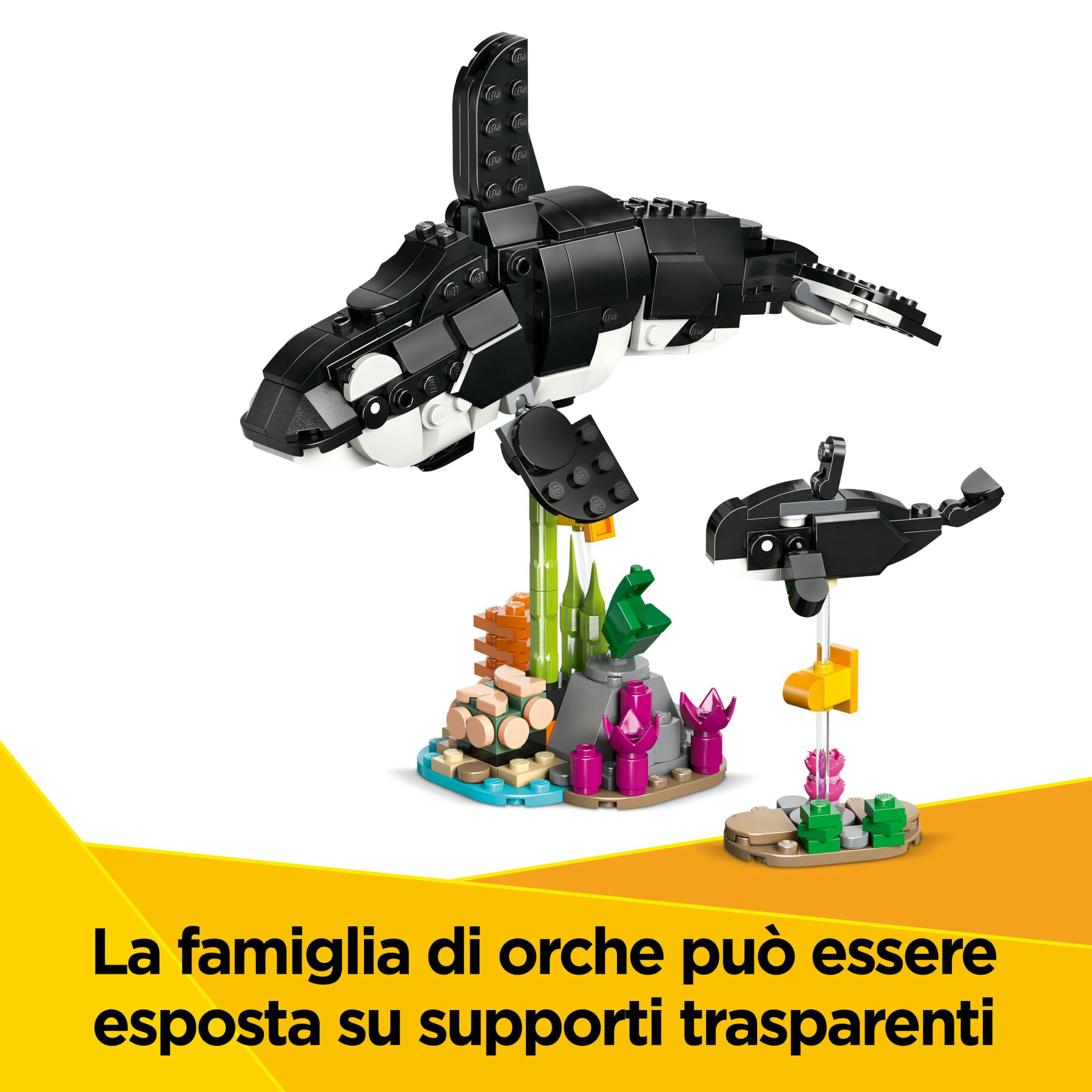 Lego creator 3 in 1 31165 animali selvatici: famiglia di panda giocattolo, si trasforma in pinguino e orca, giochi bambini 8+ - LEGO CREATOR