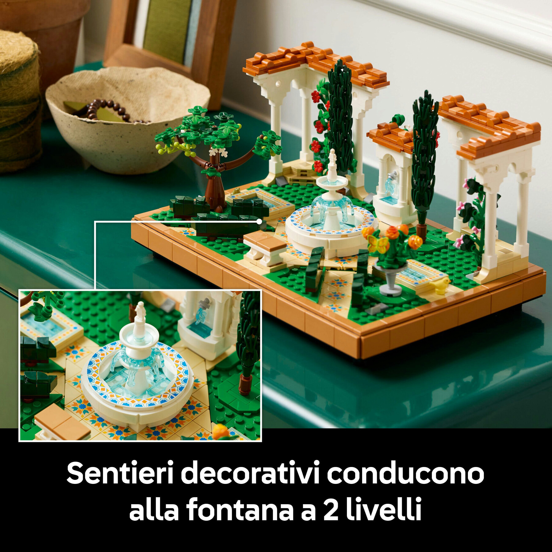 Lego icons 10359 il giardino della fontana, modellino da costruire per adulti da collezione, idea regalo per donna o uomo - LEGO ICONS