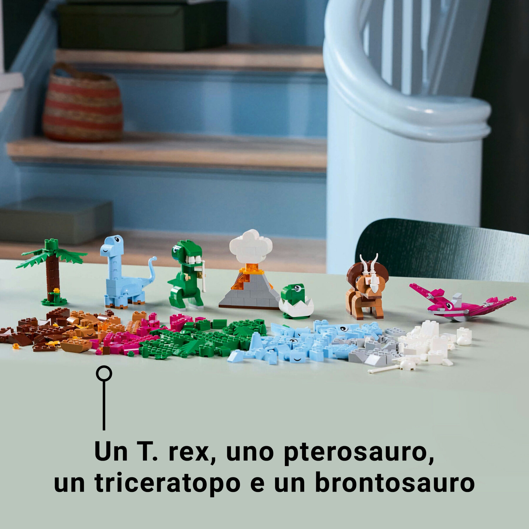Lego classic 11041 dinosauri creativi, giochi bambini 5+, colorati animali giocattolo da costruire come t. rex e triceratopo - LEGO CLASSIC