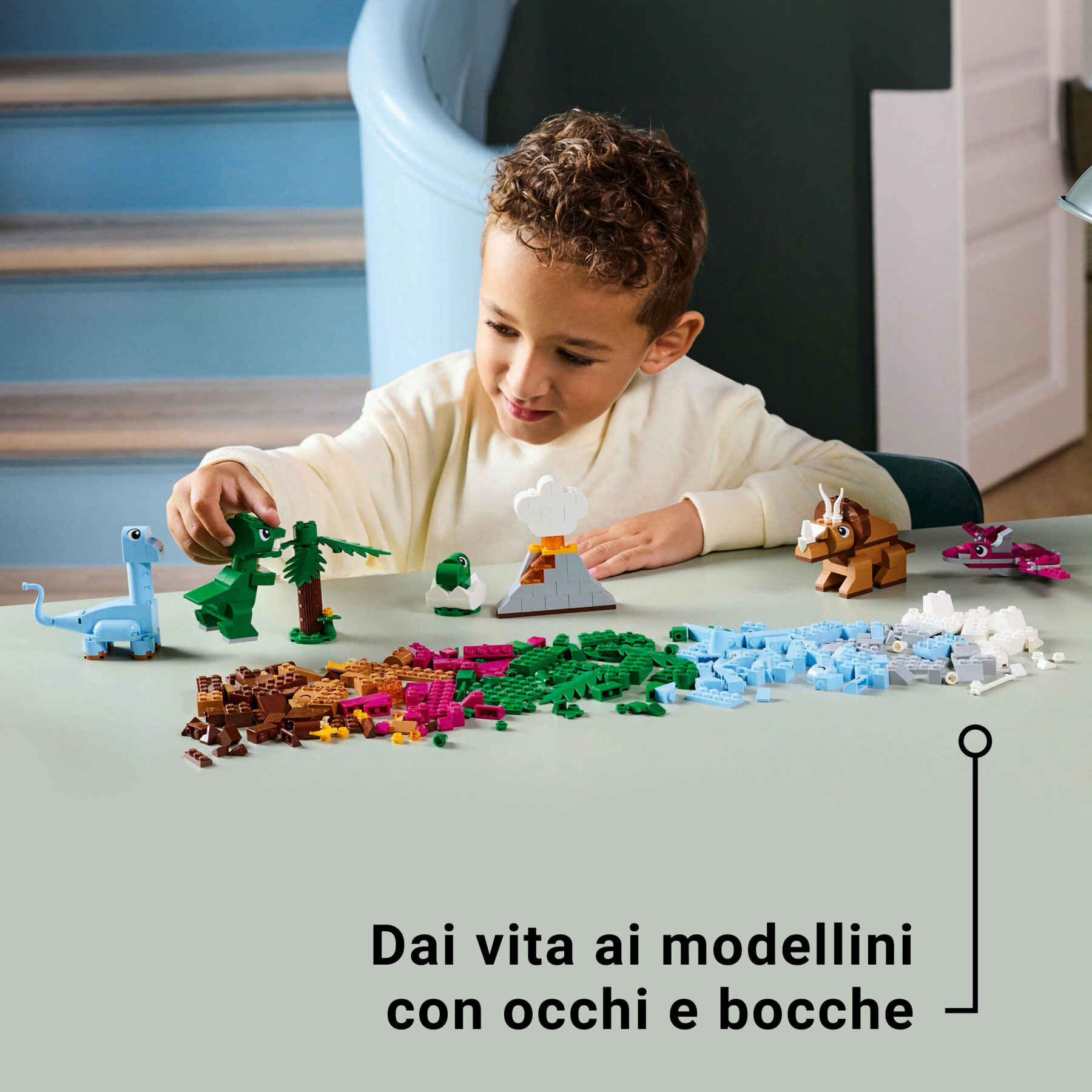 Lego classic 11041 dinosauri creativi, giochi bambini 5+, colorati animali giocattolo da costruire come t. rex e triceratopo - LEGO CLASSIC