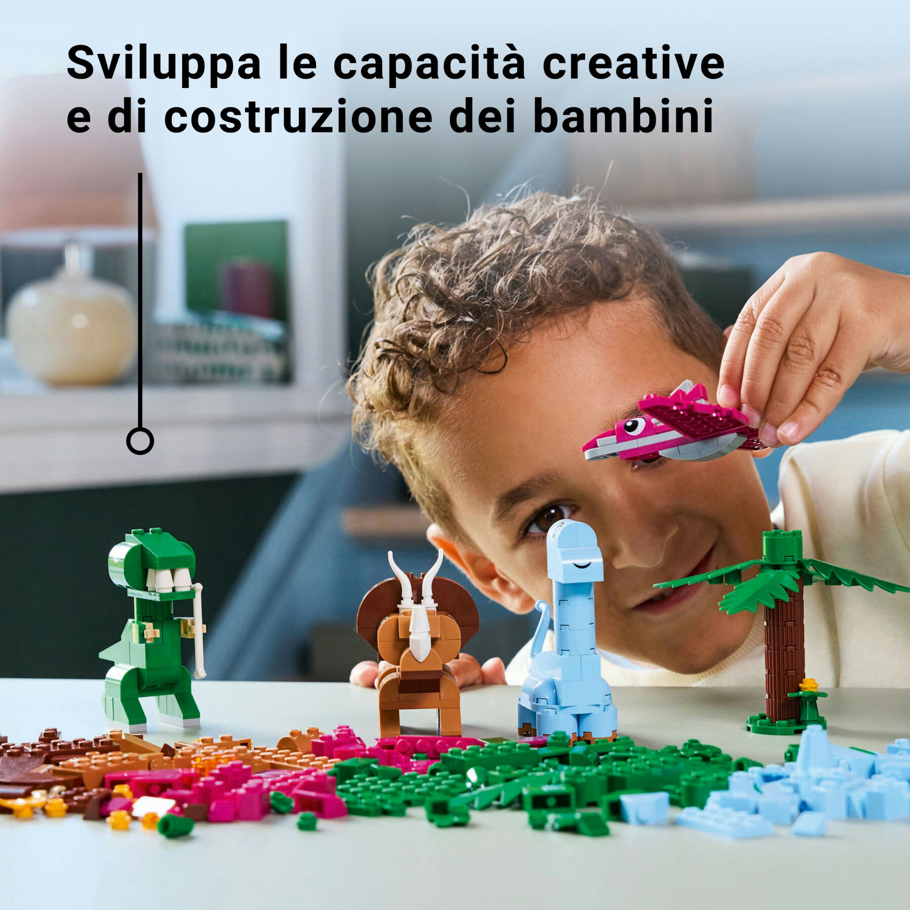 Lego classic 11041 dinosauri creativi, giochi bambini 5+, colorati animali giocattolo da costruire come t. rex e triceratopo - LEGO CLASSIC