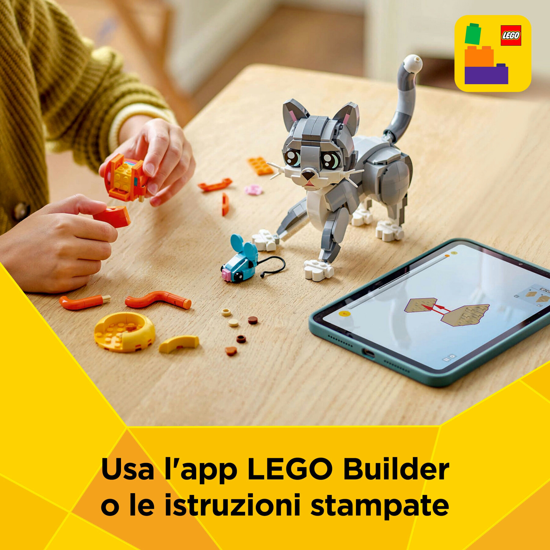 Lego creator 3 in 1 31163 gatto giocoso giocattolo, si trasforma in piccione o in cane - animali da costruire per bambini 8+ - LEGO CREATOR