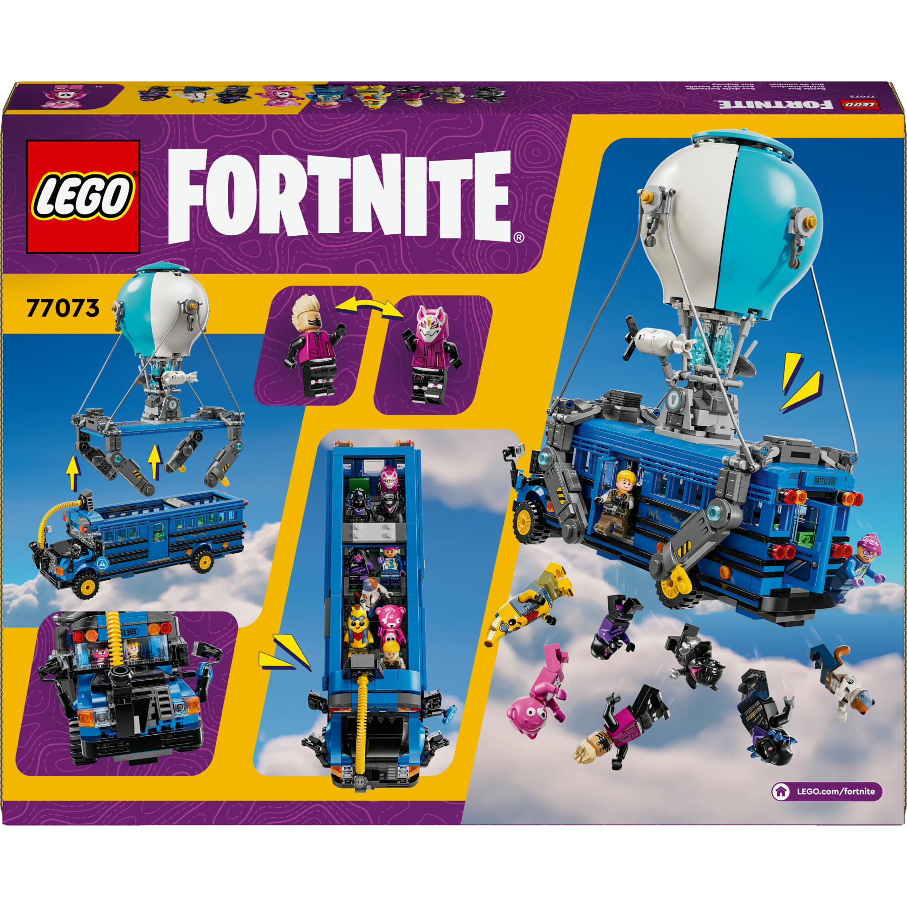 Lego fortnite 77073 bus della battaglia, autobus giocattolo da costruire con 10 personaggi, giochi bambini 10+ da collezione - Lego