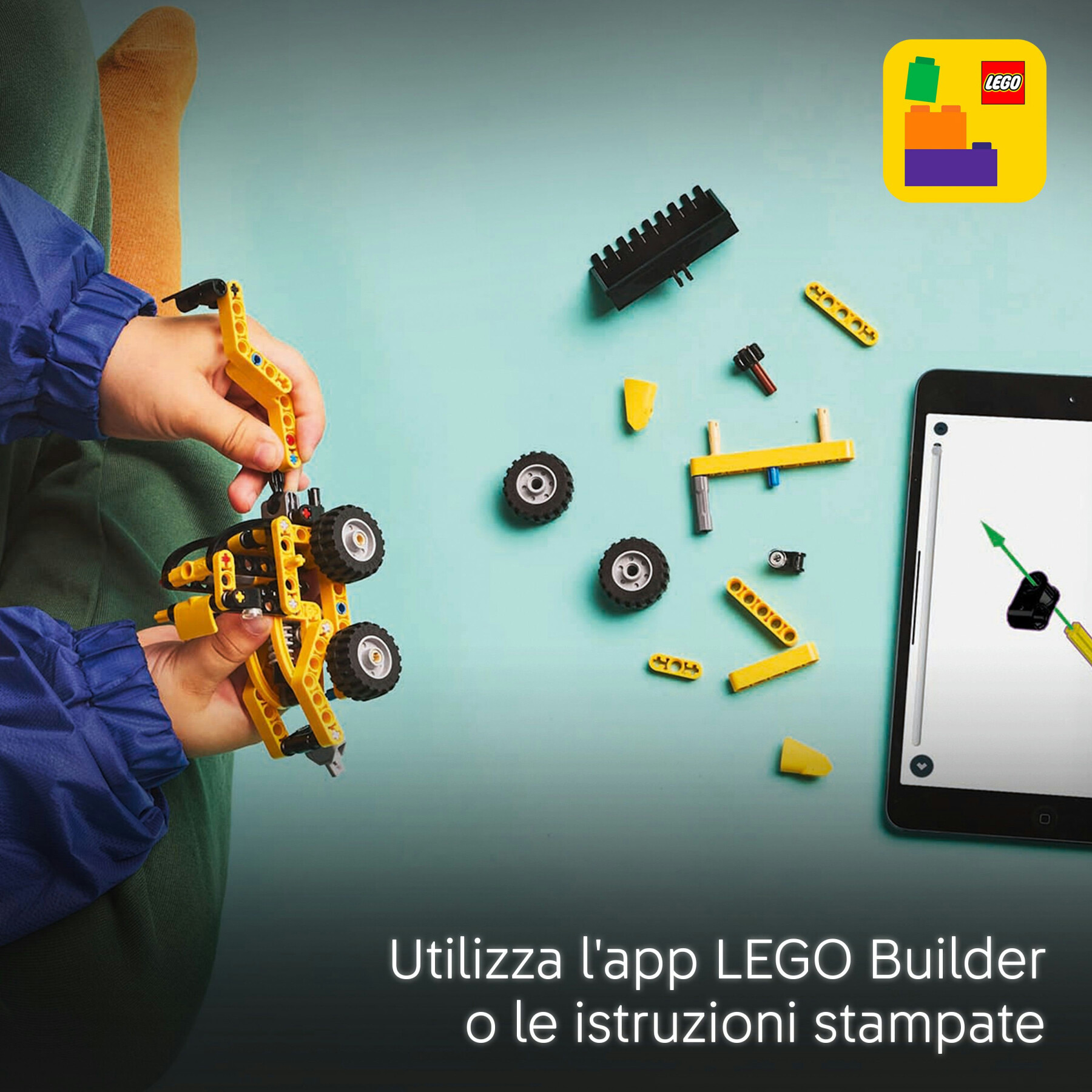 Lego technic scavatrice a cucchiaia rovescia, giochi per bambini 7+, veicolo con escavatore posteriore, pala e stabilizzatori - LEGO TECHNIC