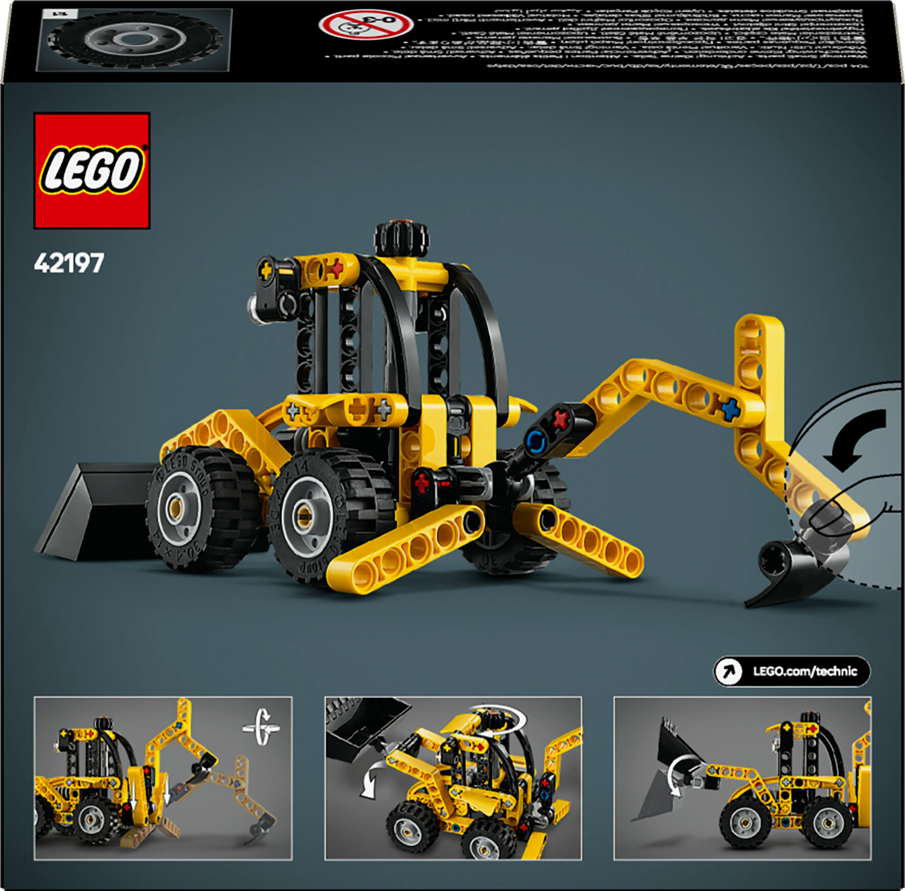 Lego technic scavatrice a cucchiaia rovescia, giochi per bambini 7+, veicolo con escavatore posteriore, pala e stabilizzatori - LEGO TECHNIC