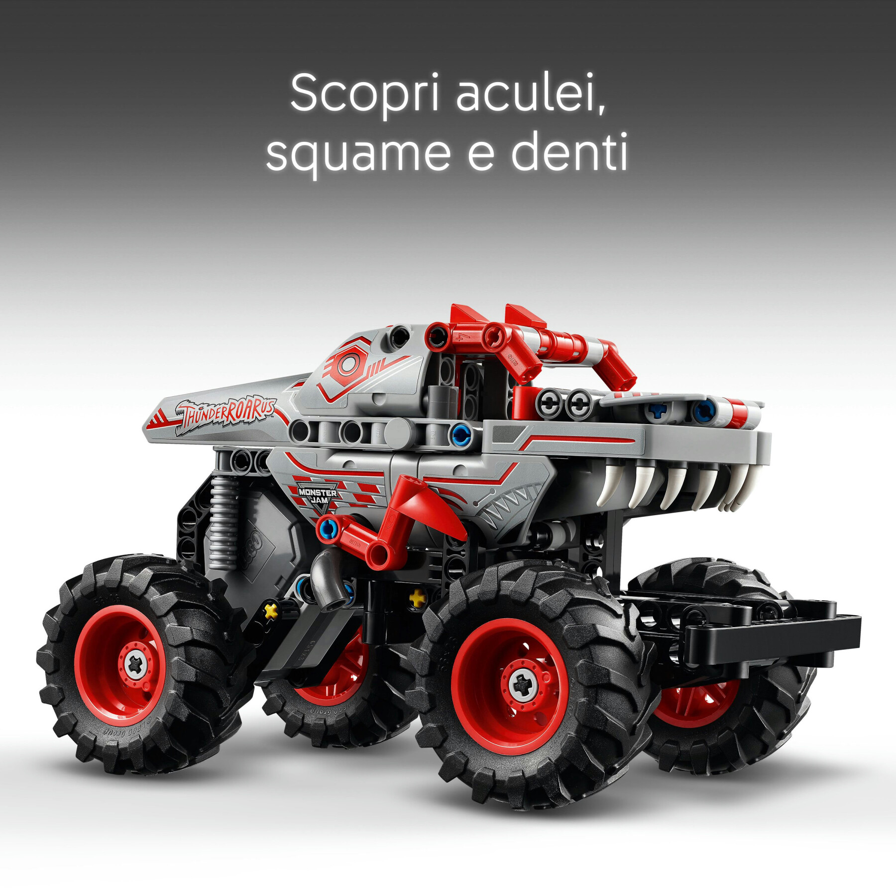 Lego technic 42200 pull-back thunderroarus, monster truck giocattolo da costruire, giochi bambini 7+, regalo fan monster jam - LEGO TECHNIC