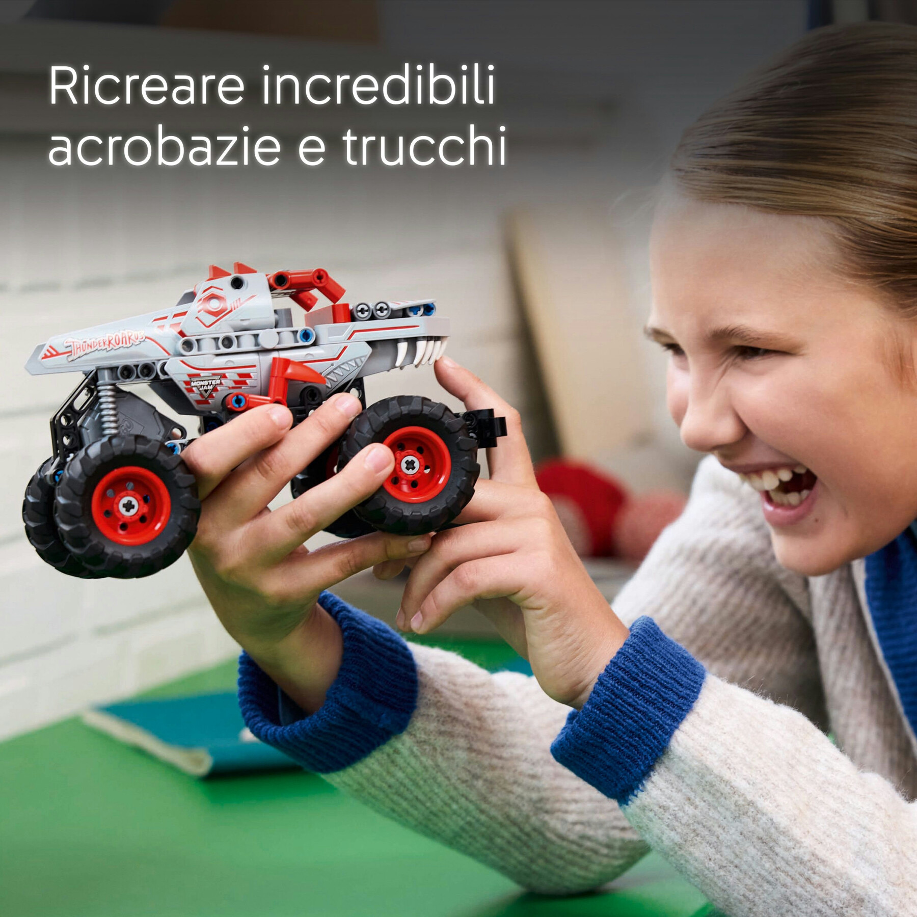 Lego technic 42200 pull-back thunderroarus, monster truck giocattolo da costruire, giochi bambini 7+, regalo fan monster jam - LEGO TECHNIC