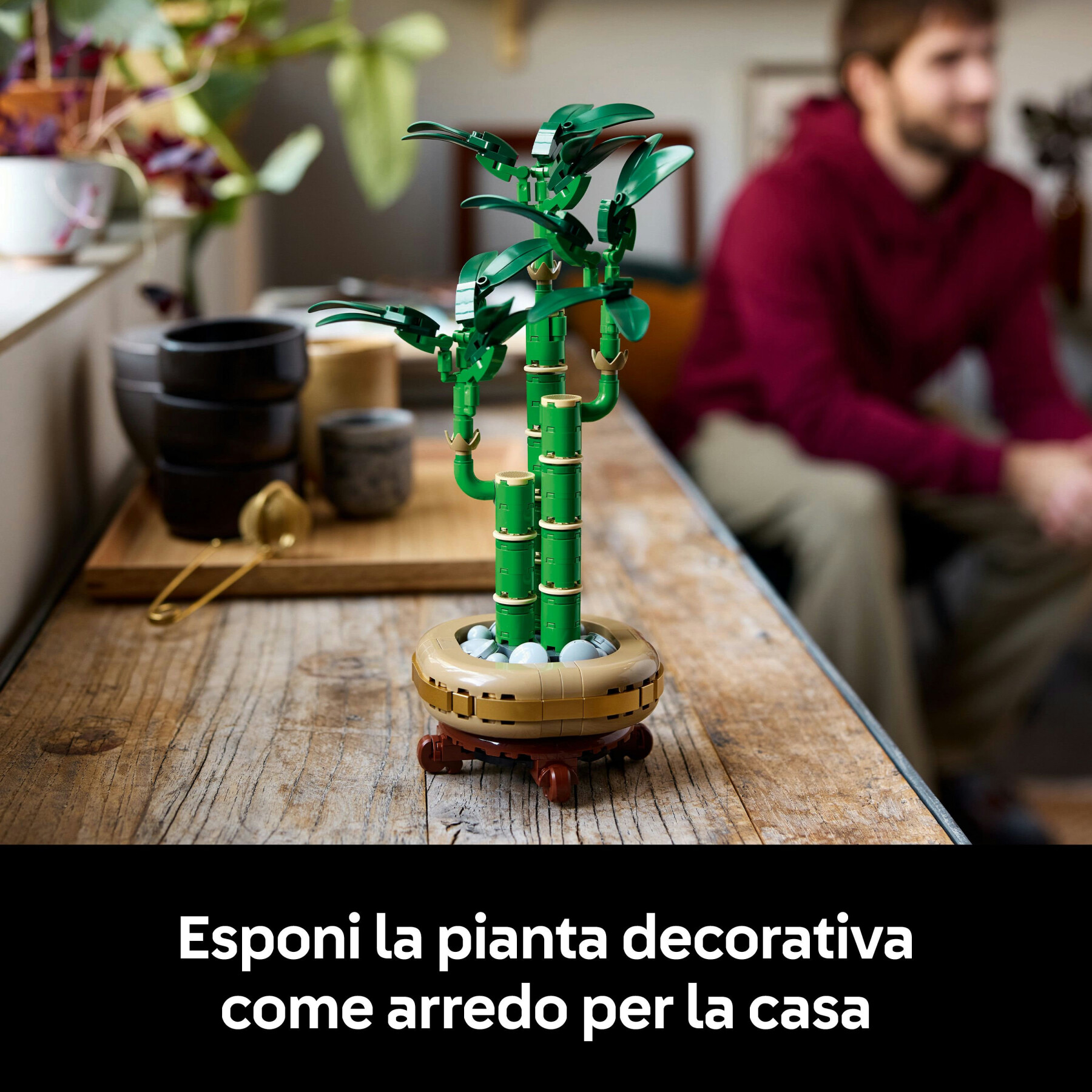 Lego botanicals 10344 bambù del buon auspicio, pianta artificiale da arredamento con vaso finto, regalo donna, uomo e adulti - LEGO ICONS