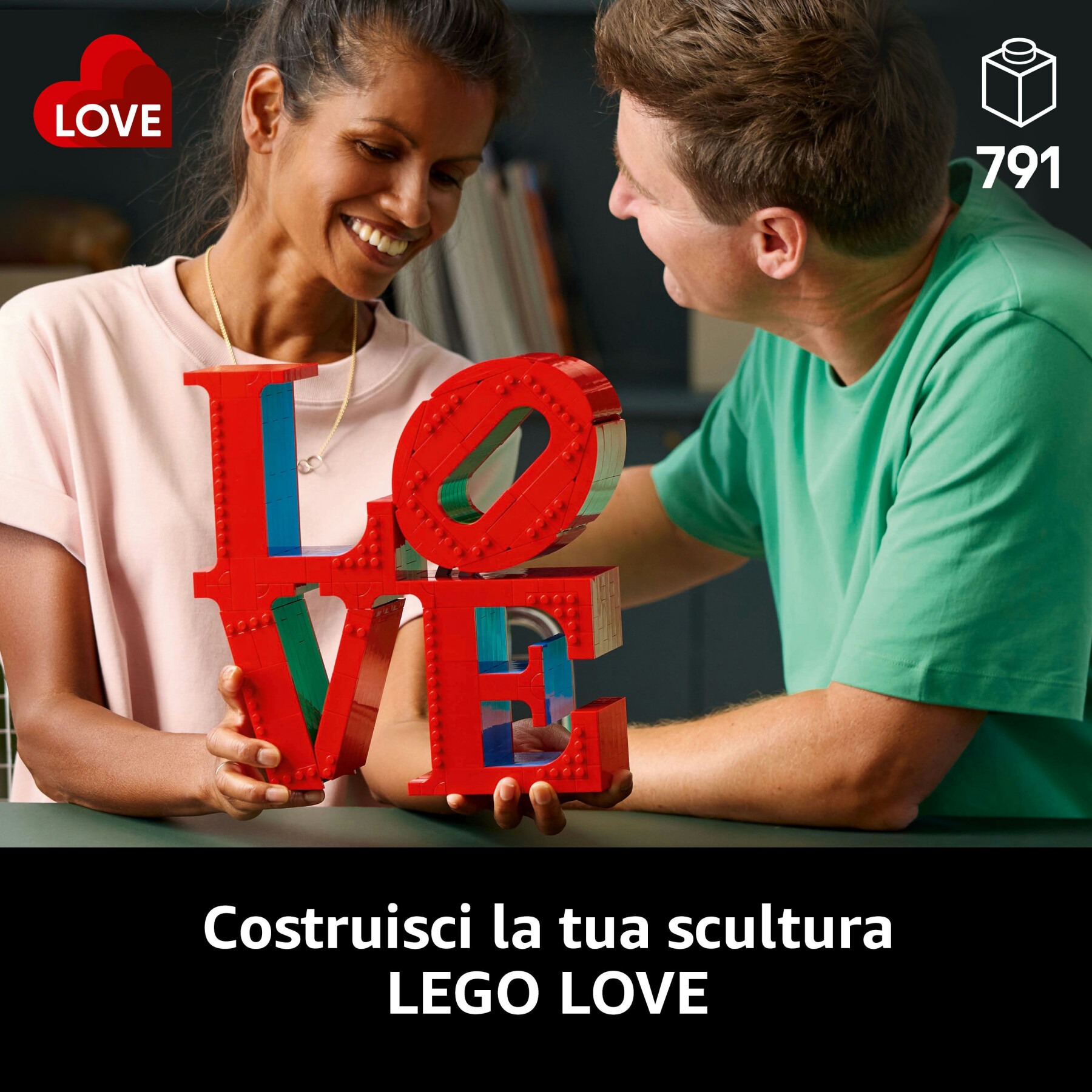 Lego art 31214 love, modellino da costruire scultura pop di robert indiana, hobby creativo per adulti, regalo donna o uomo - LEGO Art