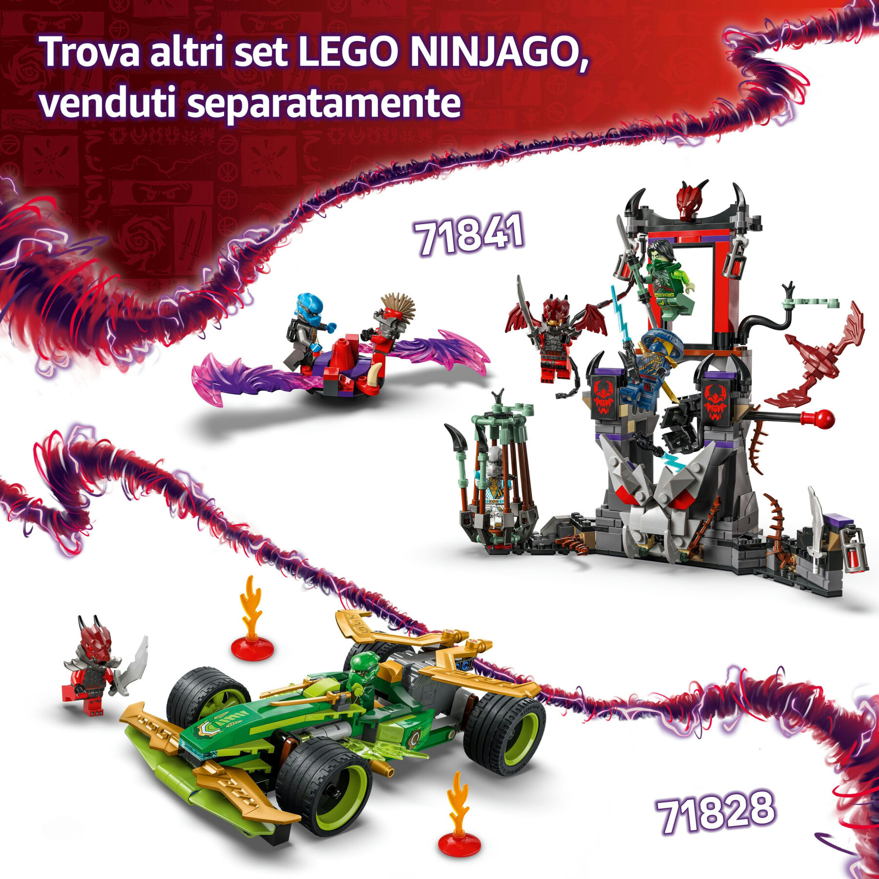 Lego ninjago 71826 battle pack draghi dello spinjitzu - 2 trottole giocattolo, tempio e 2 minifigure, giochi per bambini 6+ - LEGO NINJAGO