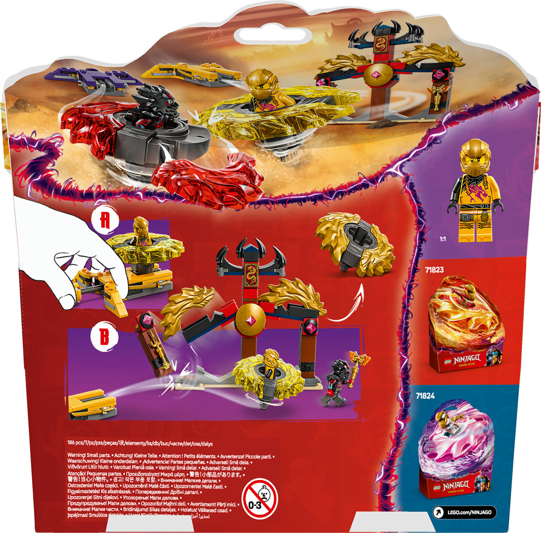 Lego ninjago 71826 battle pack draghi dello spinjitzu - 2 trottole giocattolo, tempio e 2 minifigure, giochi per bambini 6+ - LEGO NINJAGO