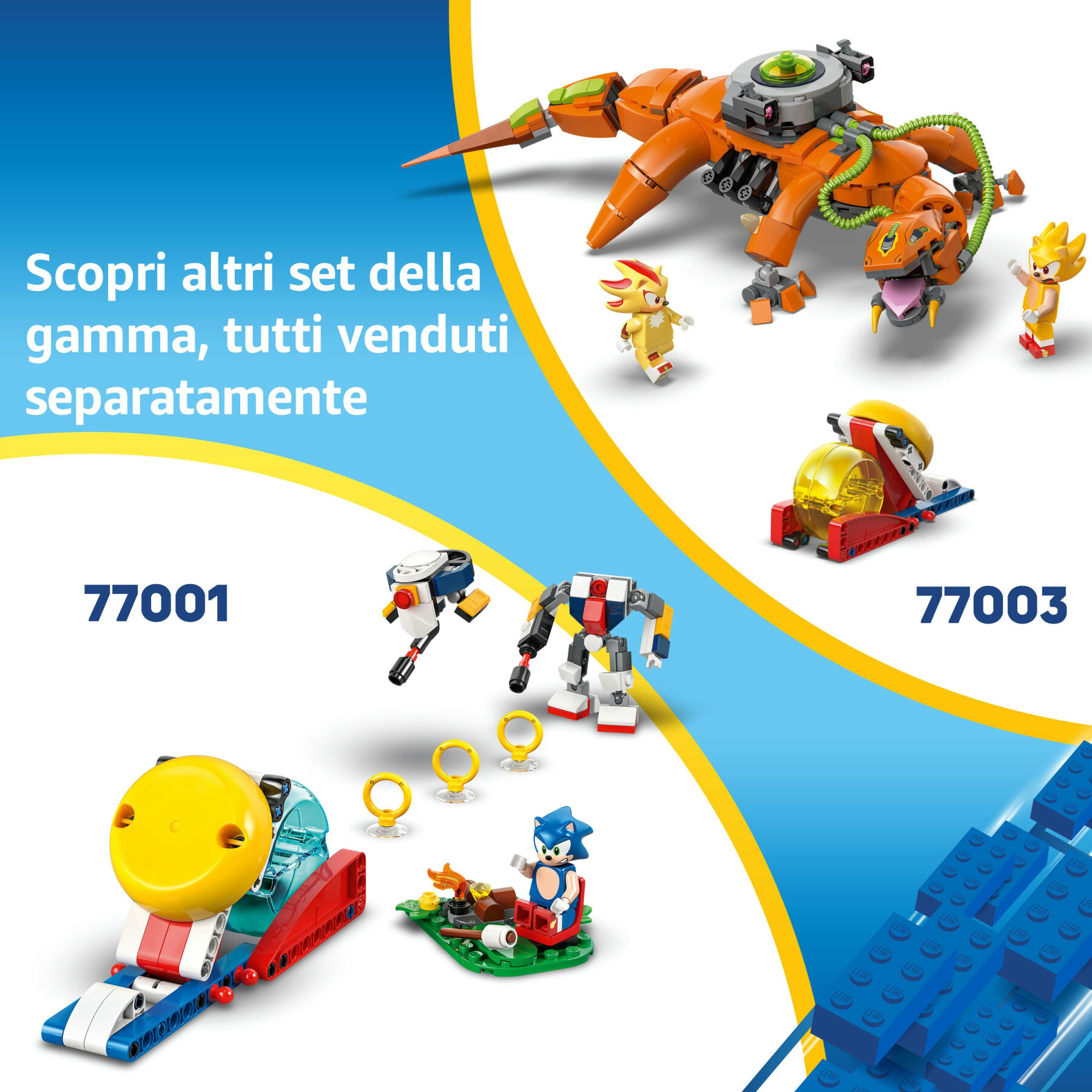 Lego sonic 77002 cyclone vs. metal sonic, giochi d'azione per bambini 8+ con mech robot giocattolo trasformabile e personaggio - Lego